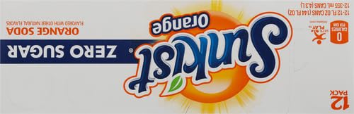Sunkist Zero Sugar Orange Soda | 12 fl. oz. Cans | 12 Pack | Pack of 2