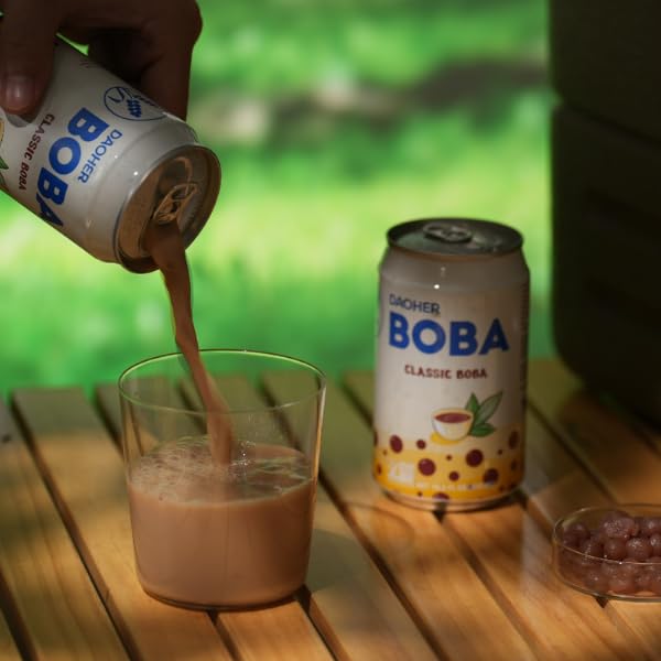 DaoHer Classic BOBA Milk Tea – Premium Ready-to-Drink Bubble Tea with Konjac Pearls – Shelf-Stable Canned Beverage – Authentic Taiwanese Flavor – 10.5 Fl Oz Cans, Pack of 12 – No.1 Canned BOBA Brand