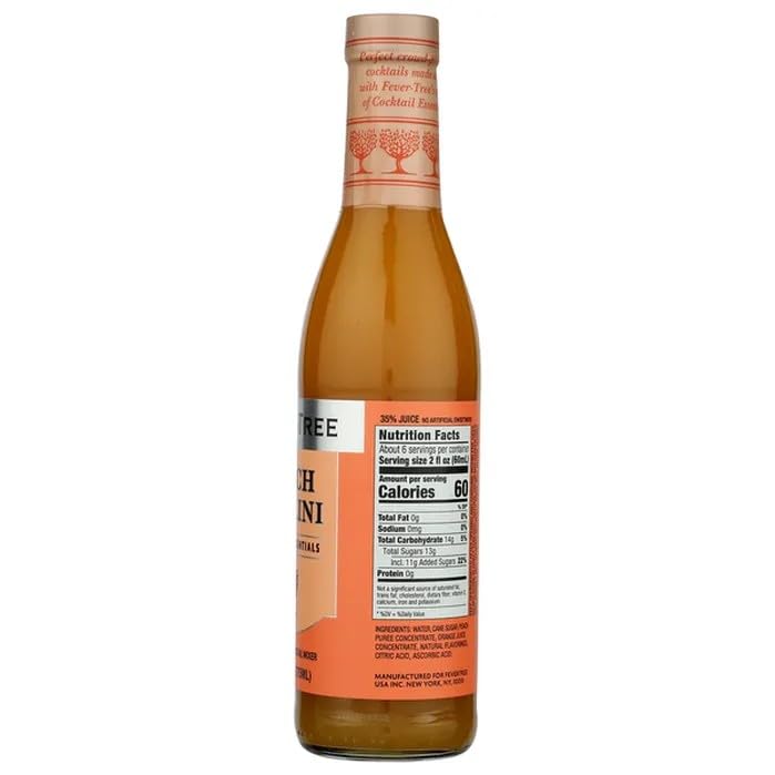 Fever-Tree Cocktail Mixer, Peach Bellini, 12.7 Fl oz Bottle, 6 Pack