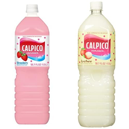 Calpico Soft Drink Bundle - Strawberry and Lychee Flavors, 50.7 FZ (2-Pack)