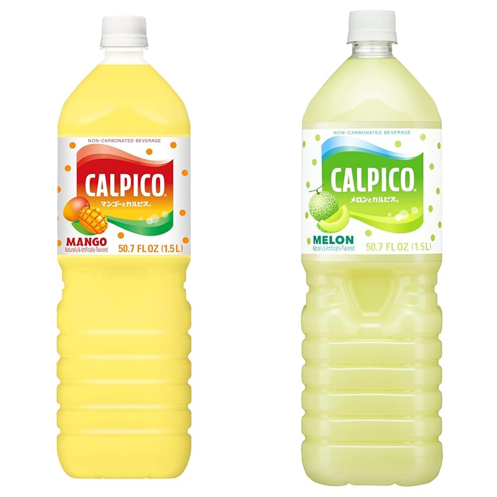 Calpico Soft Drink Bundle - Mango (50.67-Ounce) and Water Melon (50.7 FZ) Flavors, Pack of 1 Each