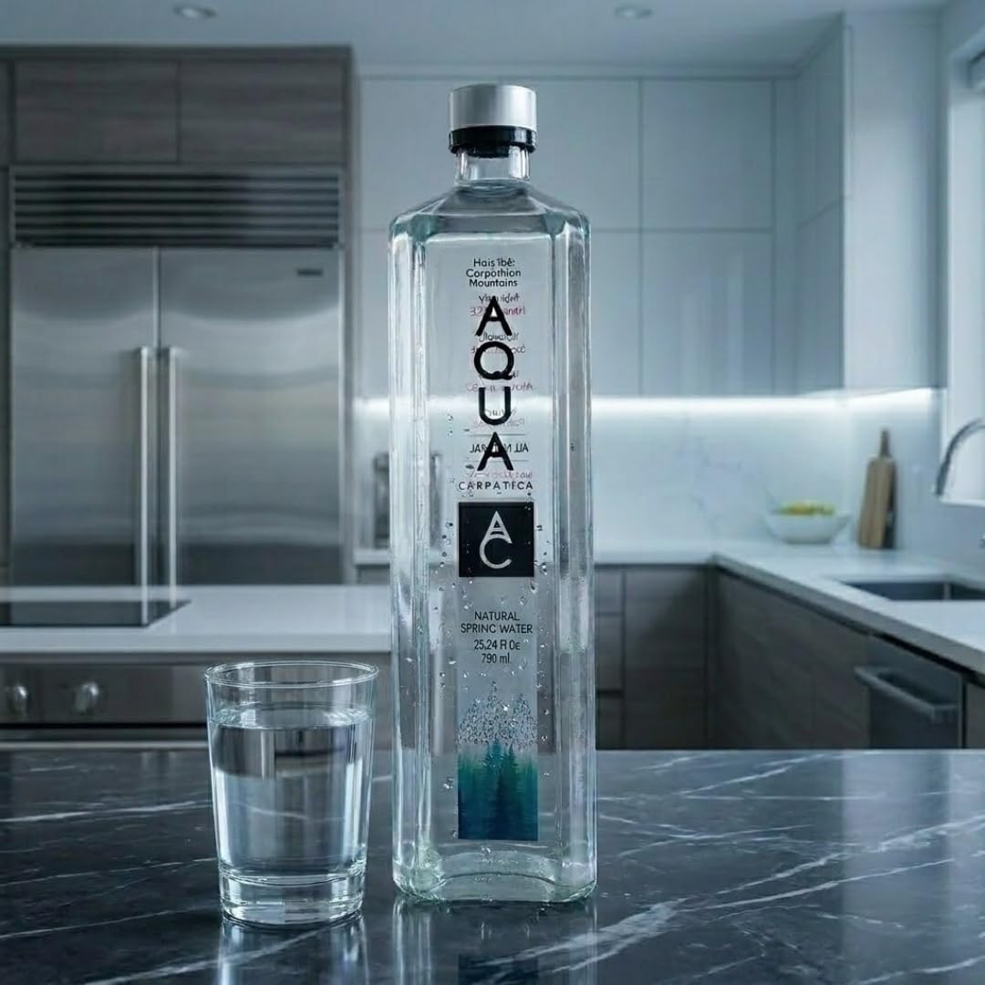 AQUA Carpatica Natural Spring Water with Electrolytes (750 ml) 25.36 oz Glass – Premium Mineral Bottled – Still Bottled Water for Everyday Hydration – Pack of 1
