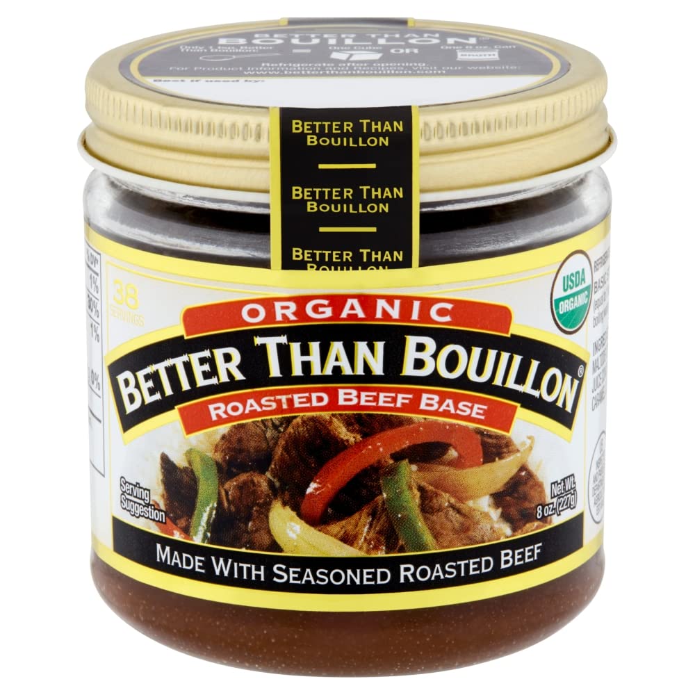 Better Than Bouillon Organic Roasted Beef Base, Made with Seasoned Roasted Beef, USDA Organic, Blendable Base for Added Flavor, 38 Servings Per Jar, 8 OZ (Single)