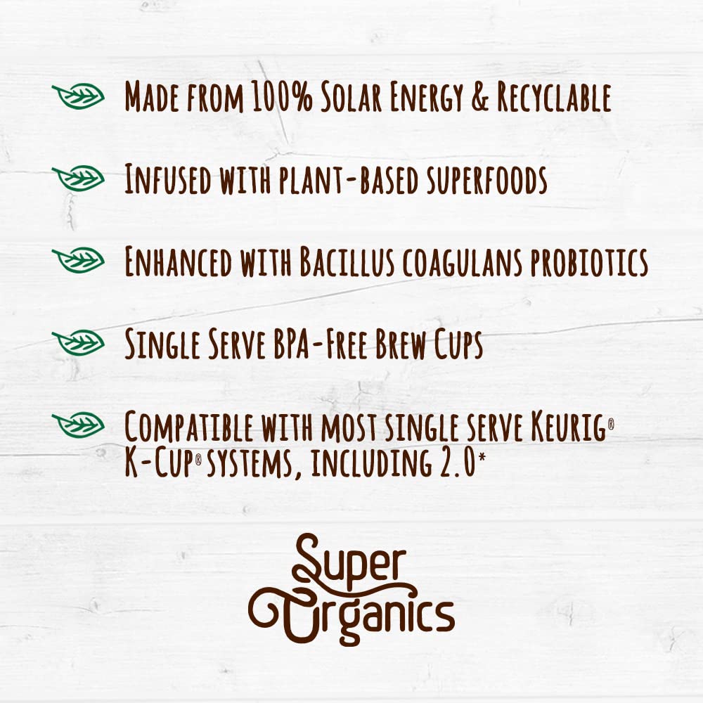 Super Organics Awake Black Tea Pods With Superfoods & Probiotics Keurig K-Cup Compatible Energy, Revitalizing, Refreshing Tea USDA Certified Organic, Vegan, Non-GMO, Natural & Delicious, 10ct