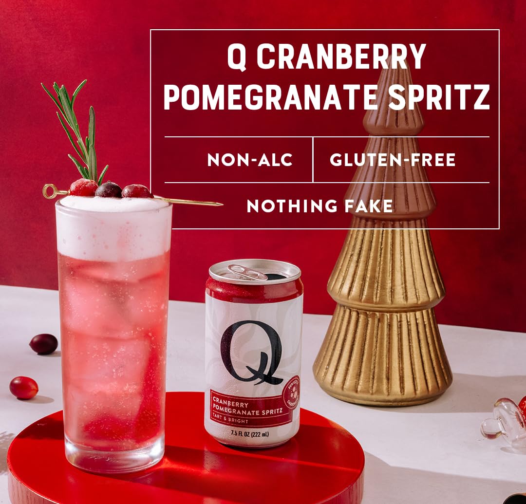 Q Mixers Cranberry-Pomegranate Spritz, Ideal for Cocktails & Mocktails - Made with Real Ingredients, Perfectly Carbonated & Less Sweet - 20 Calories per Can - 7.5oz Fl oz Cans (Pack of 24)