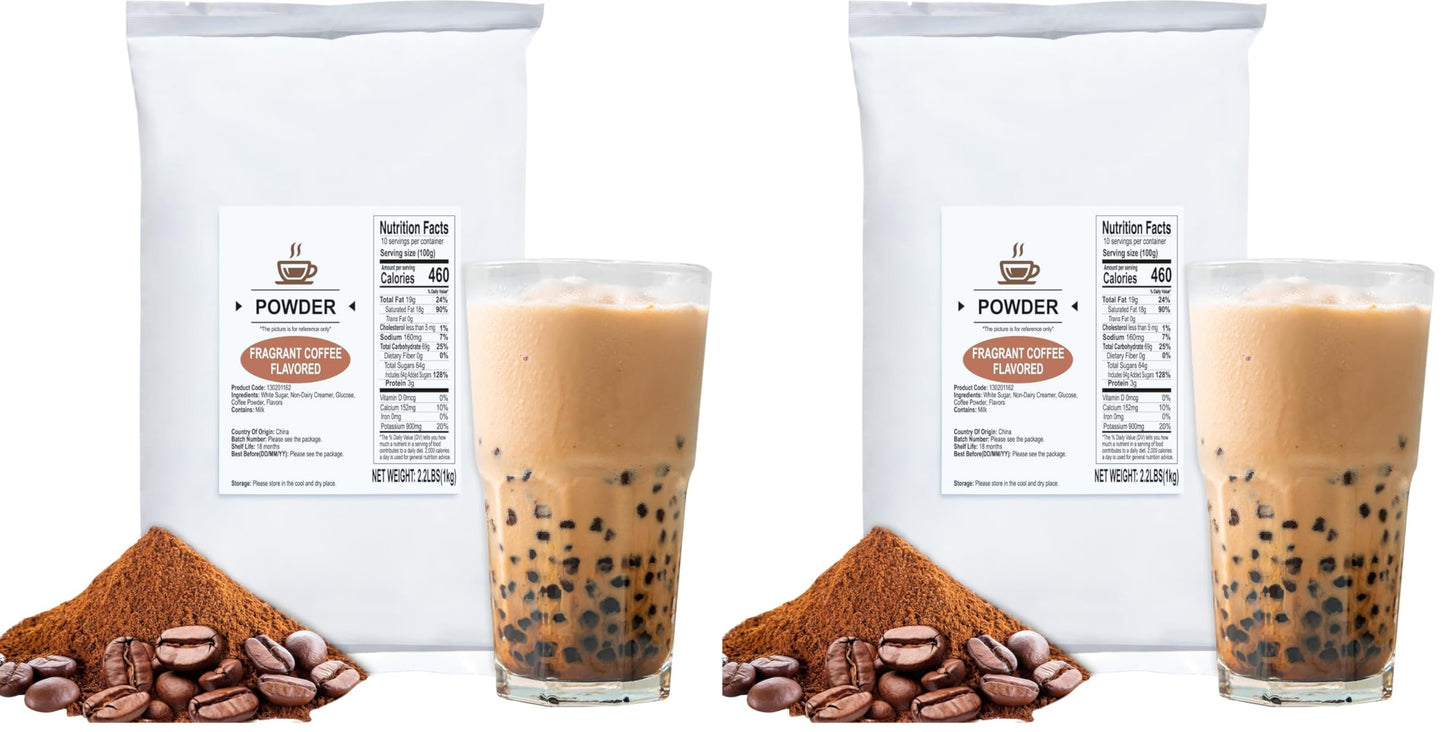 52USA Coffee Milk Tea Powder Flavored, 2.2 lbs (1kg), 3-in-1 Instant Bubble Tea Mix with Creamer & Sugar, Smooth and Creamy, Easy to Prepare for Boba Drinks (Pack of 2)