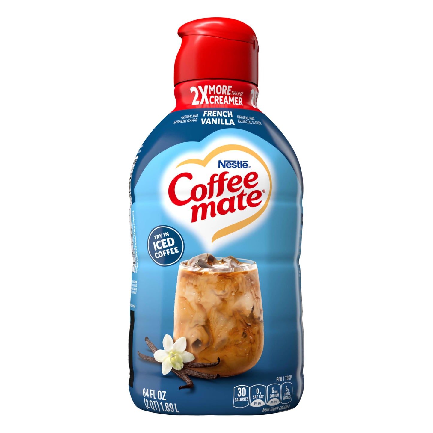 Coffee mate French Vanilla Flavored Coffee Creamer, Non-Dairy, Gluten-Free, Liquid Creamer for Coffee, Cholesterol Free, 126 Servings