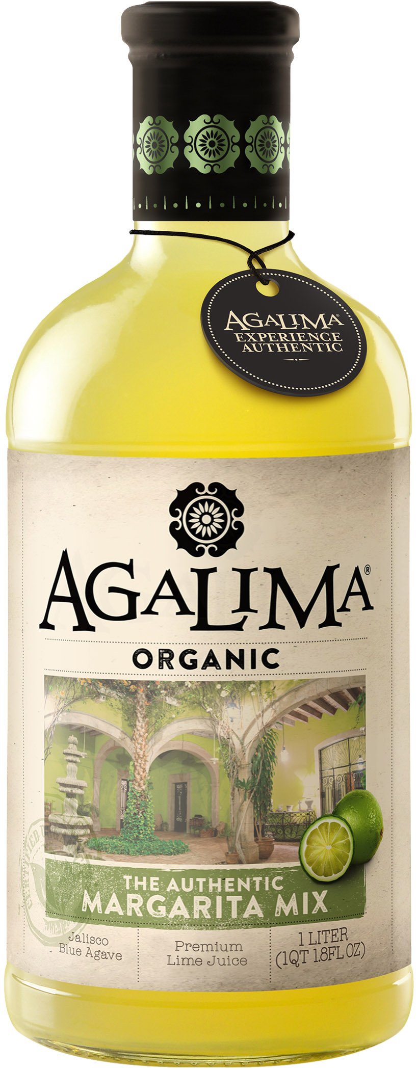Agalima Organic Authenic Margarita Drink Mix, All Natural, 1 Liter (18 Fl Oz) Glass Bottle, Individually Boxed