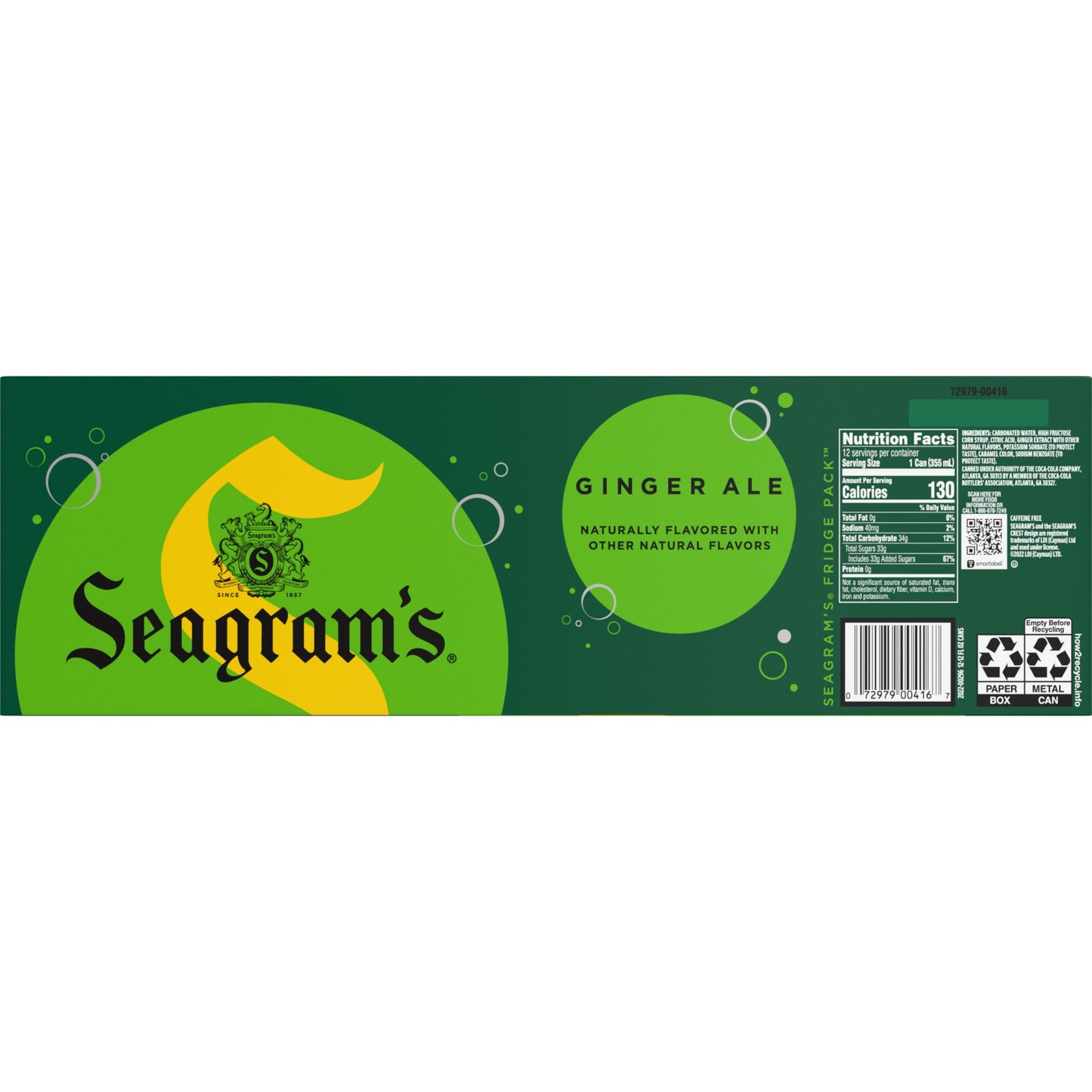 Seagram's Ginger Ale, 12 fl oz, 12 Pack