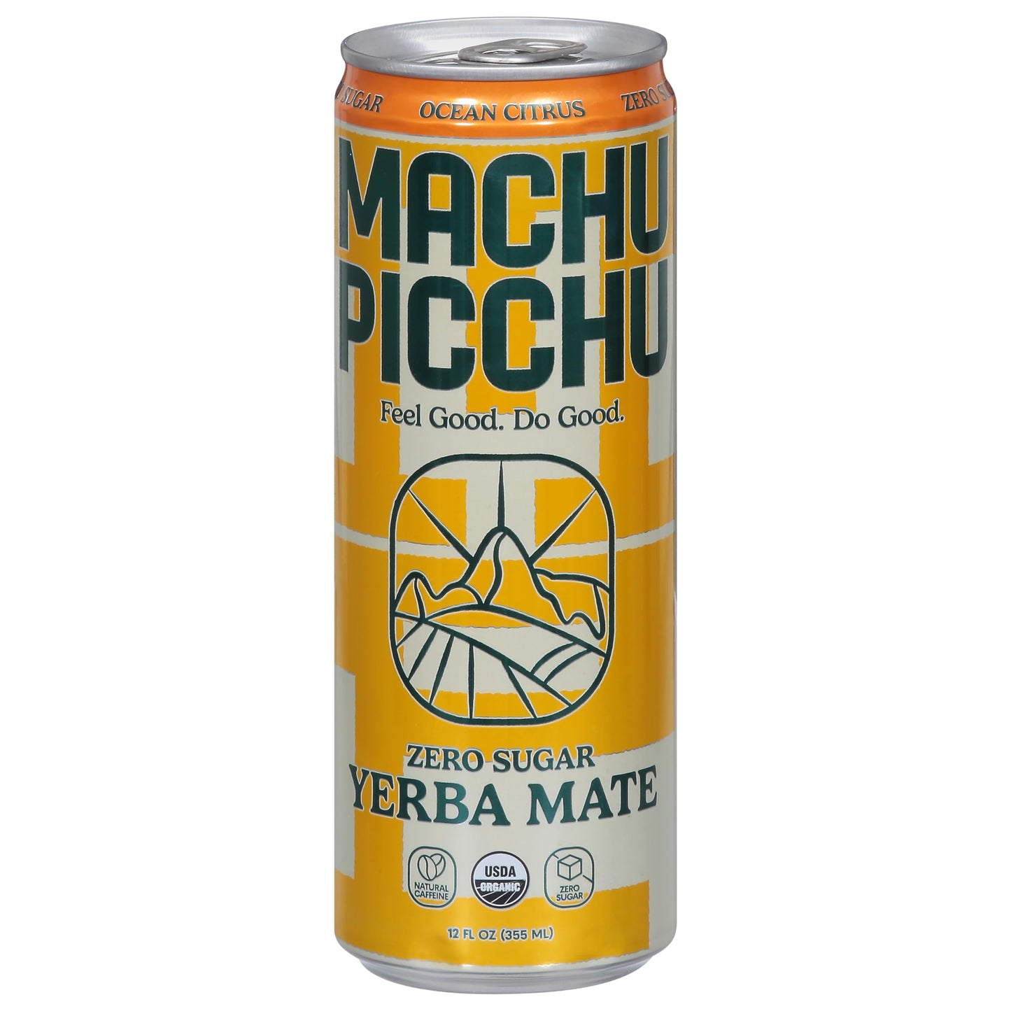 Machu Picchu Energy Organic Yerba Mate Zero Sugar Energy Drink Ocean Citrus 12 fl oz