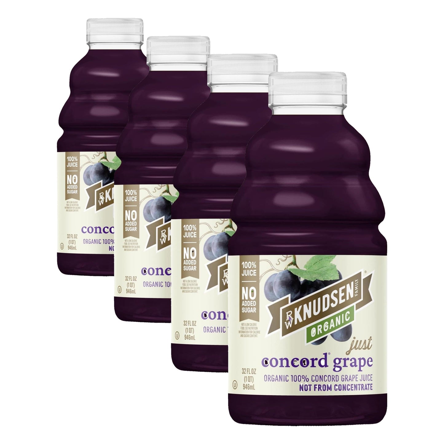 R.W. Knudsen Organic Just Concord Grape Juice, 32 fl oz (Pack of 4)