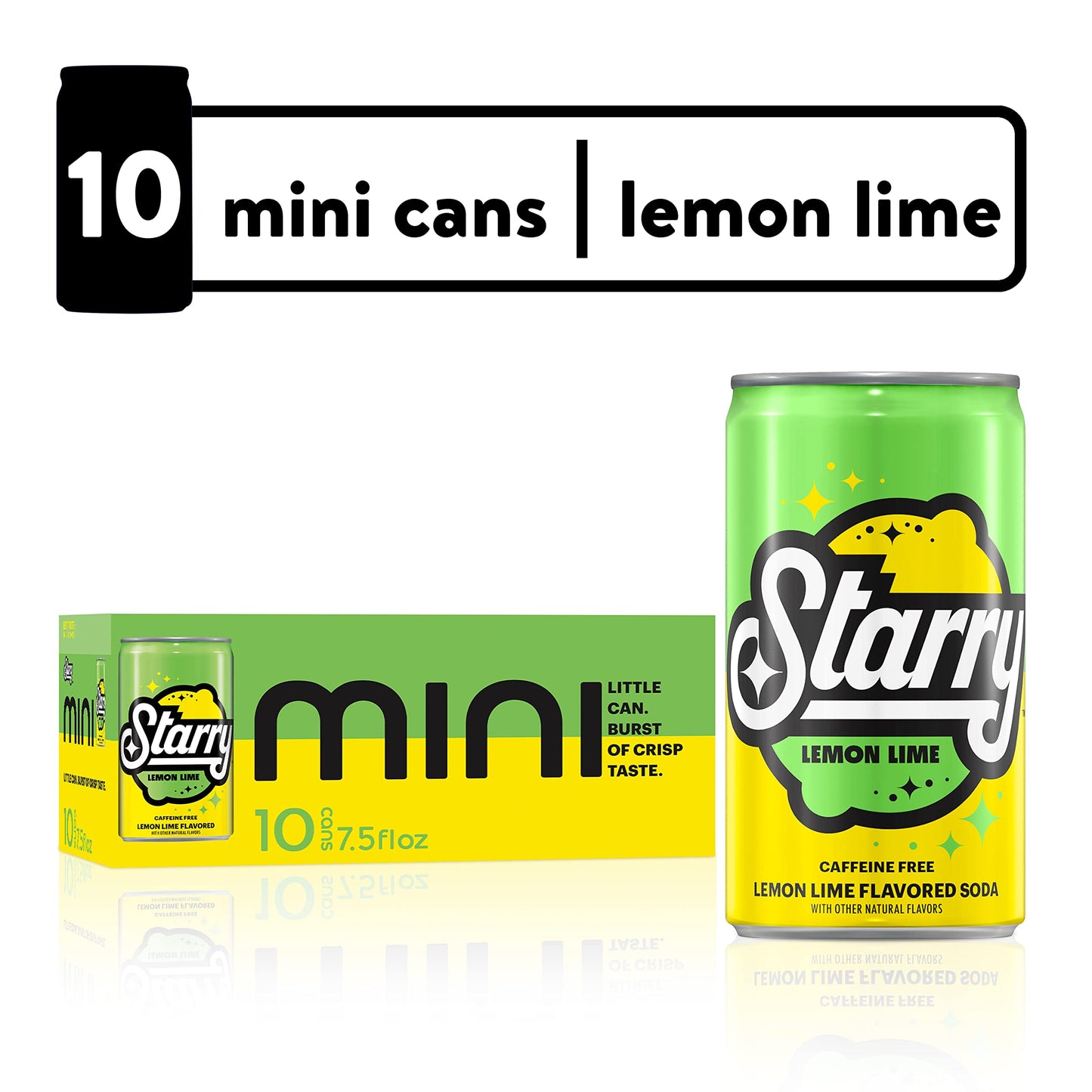 Starry Lemon Lime Soda, 7.5oz Mini Cans (10 Pack)