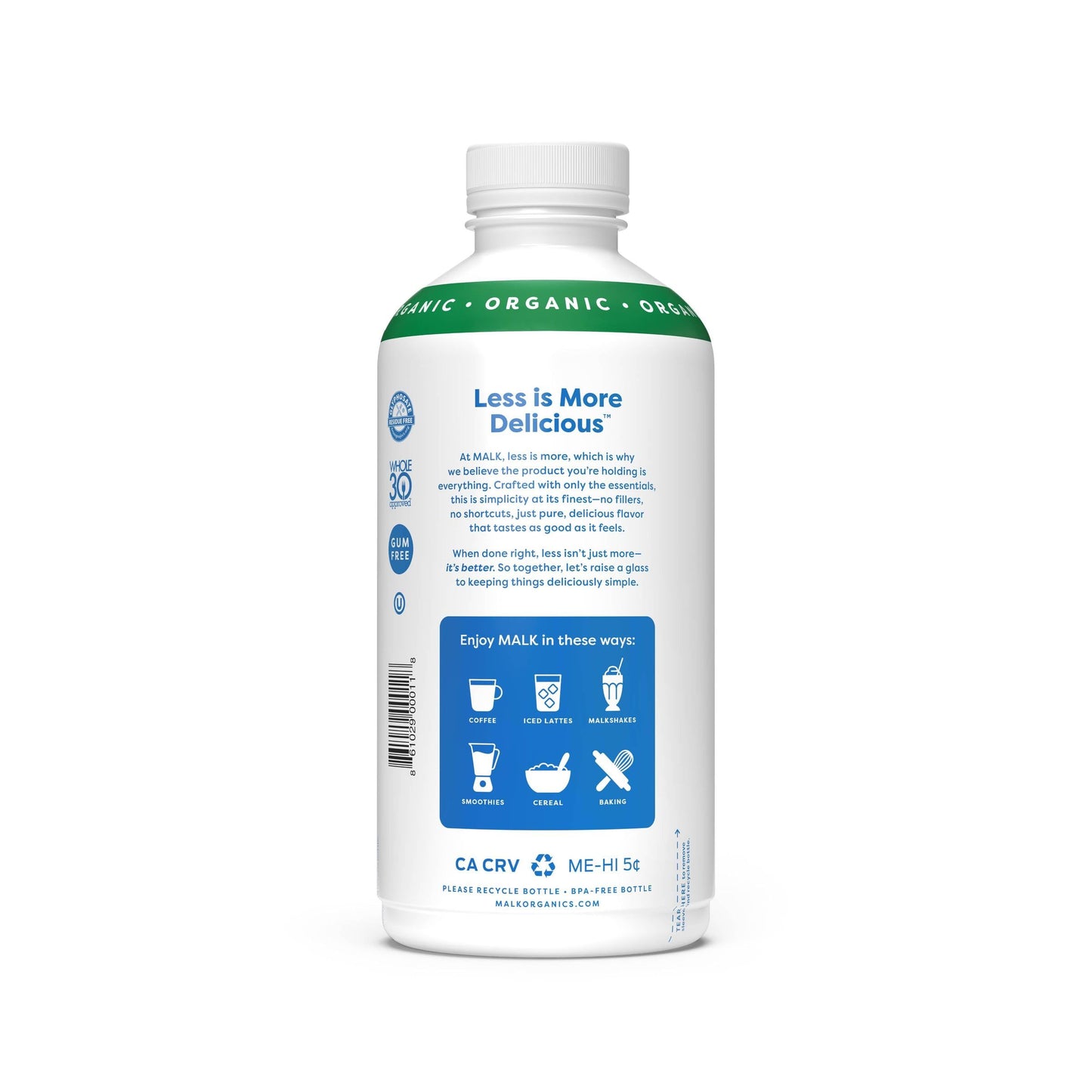 MALK Organic Unsweetened Almond Beverage, 28 FZ