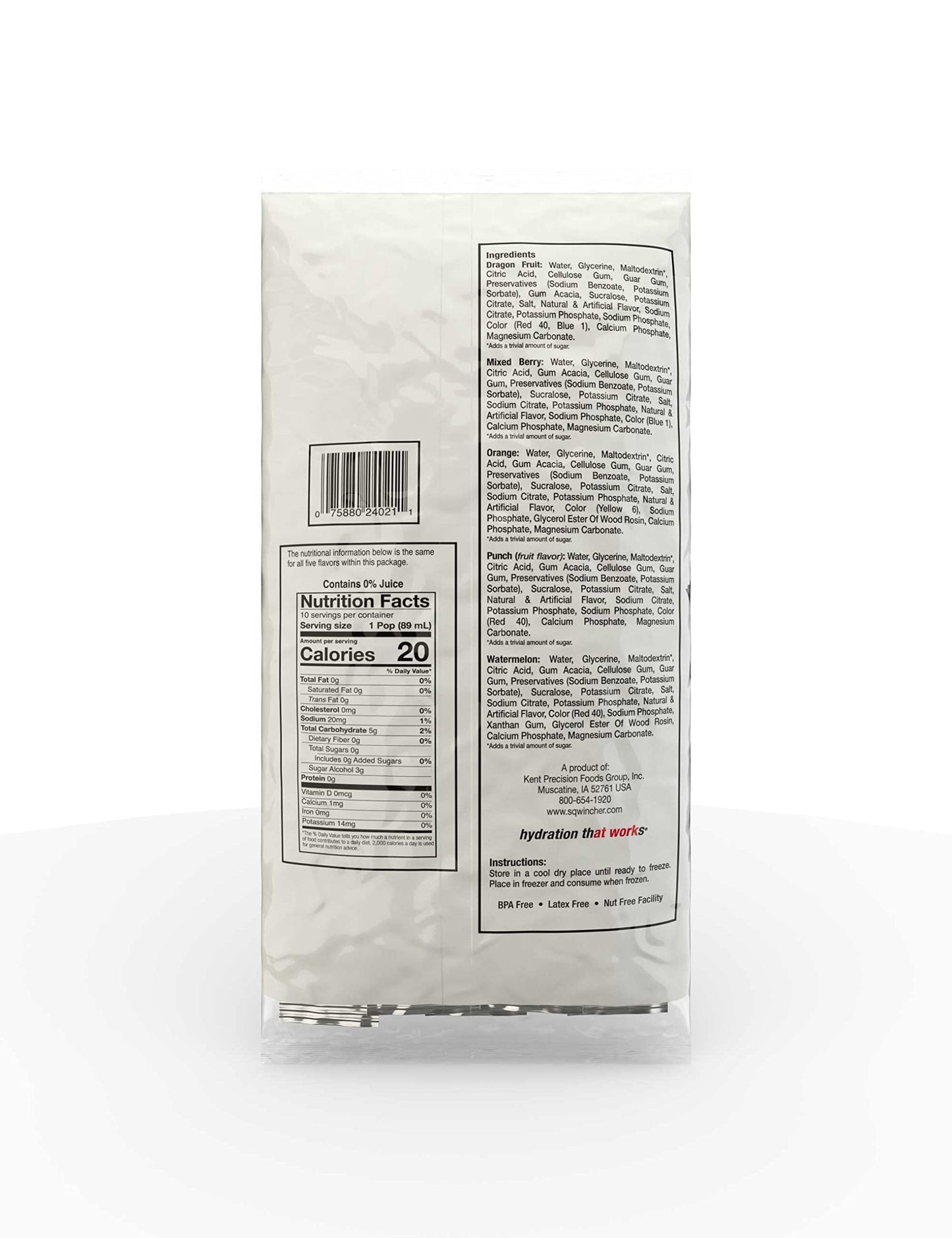 Sqwincher Sqweeze Electrolyte Freezer Pops, Zero Sugar, Assorted Flavors, 5 bags of 10, (50 Total Freezer Pops) and Sqwincher Zero Qwik Stik Sugar Free, Fruit Punch, .11 0z (Pack of 50)