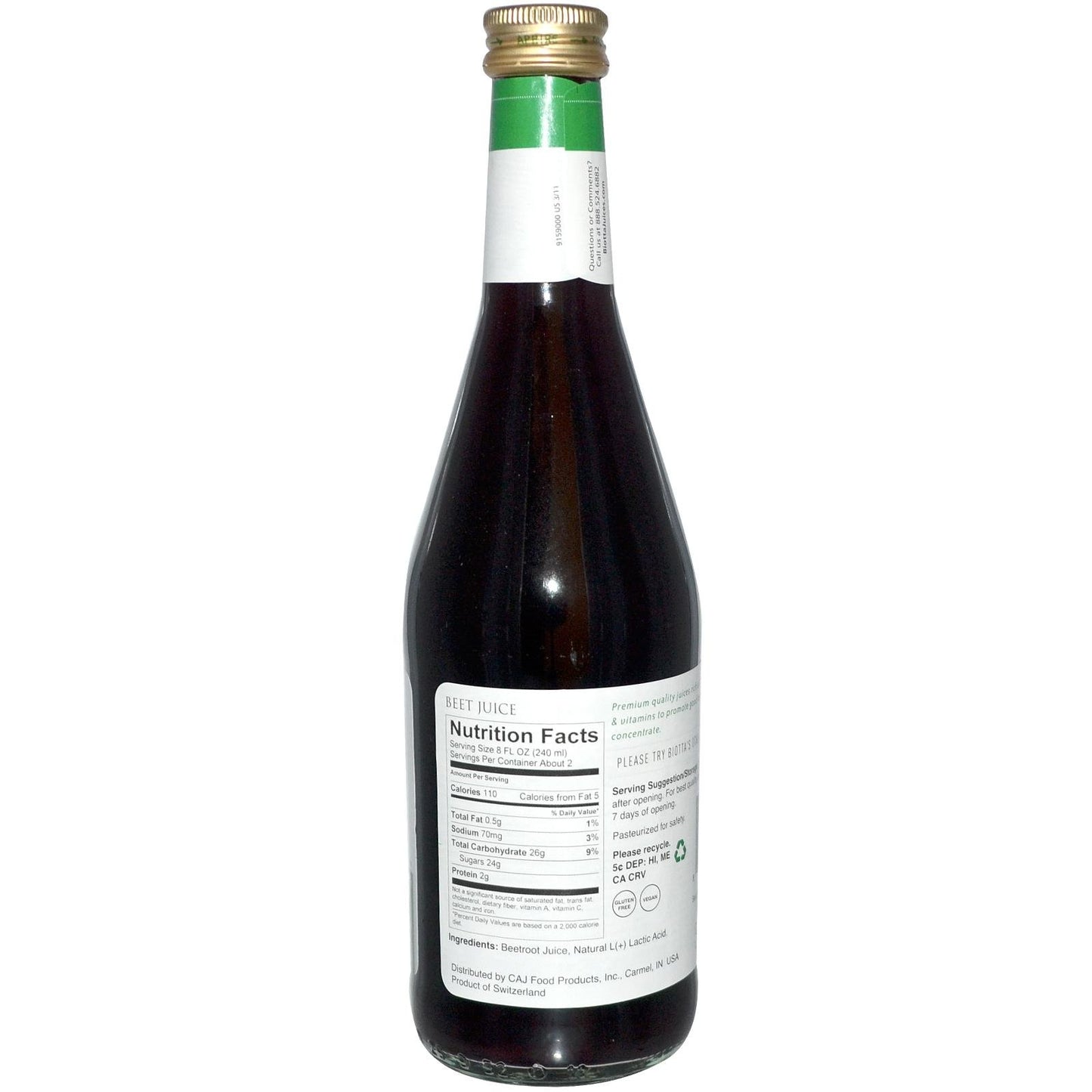 BIOTTA Organic Natural Beet Juice, 16.9 FZ