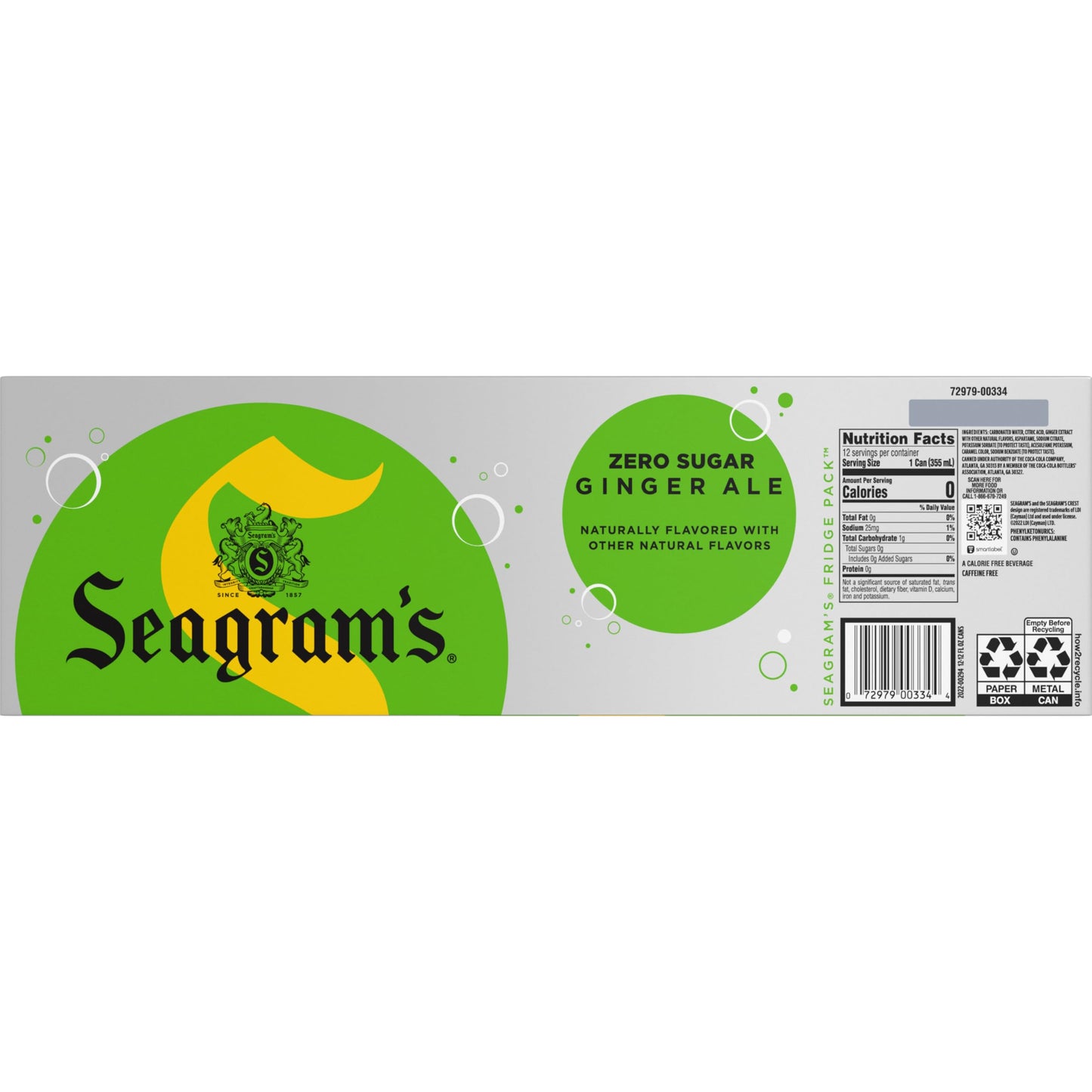 Seagram's Diet Ginger Ale, 12 fl oz, 12 Pack