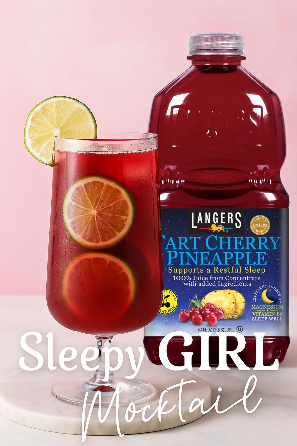 Langers 64 fl oz Tart Cherry Pineapple, 100% Juice from Concentrate with Added Ingredients (Pack of 1)