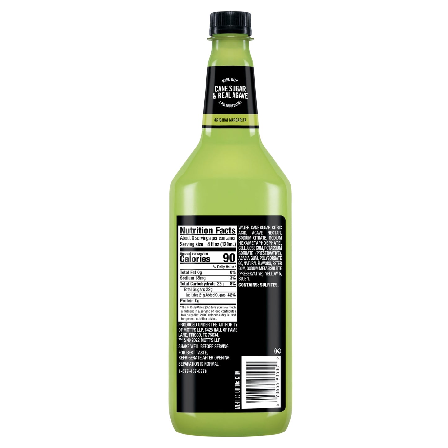 Mr & Mrs T Margarita Mix, 1 L bottle (Pack of 4), Tangy Lime Blend Flavored Cocktail Mixer, Made with Cane Sugar, Perfect for Traditional Margarita and Mocktail Drinks
