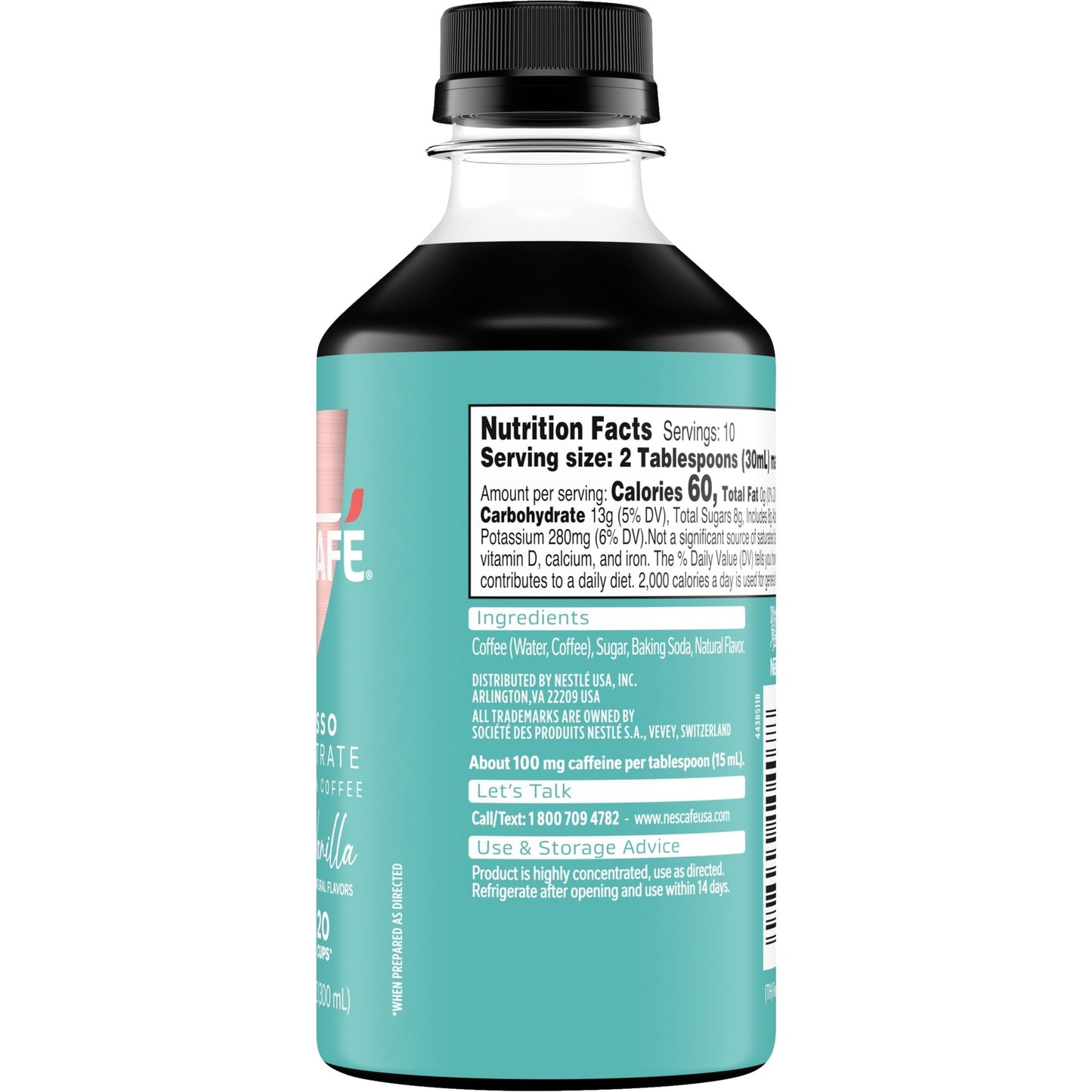NESCAFÉ Espresso Concentrate Sweet Vanilla Flavored, Instant Espresso Coffee Concentrate, Cold Brew Style, Iced Coffee Style Drinks, 300ml Bottle