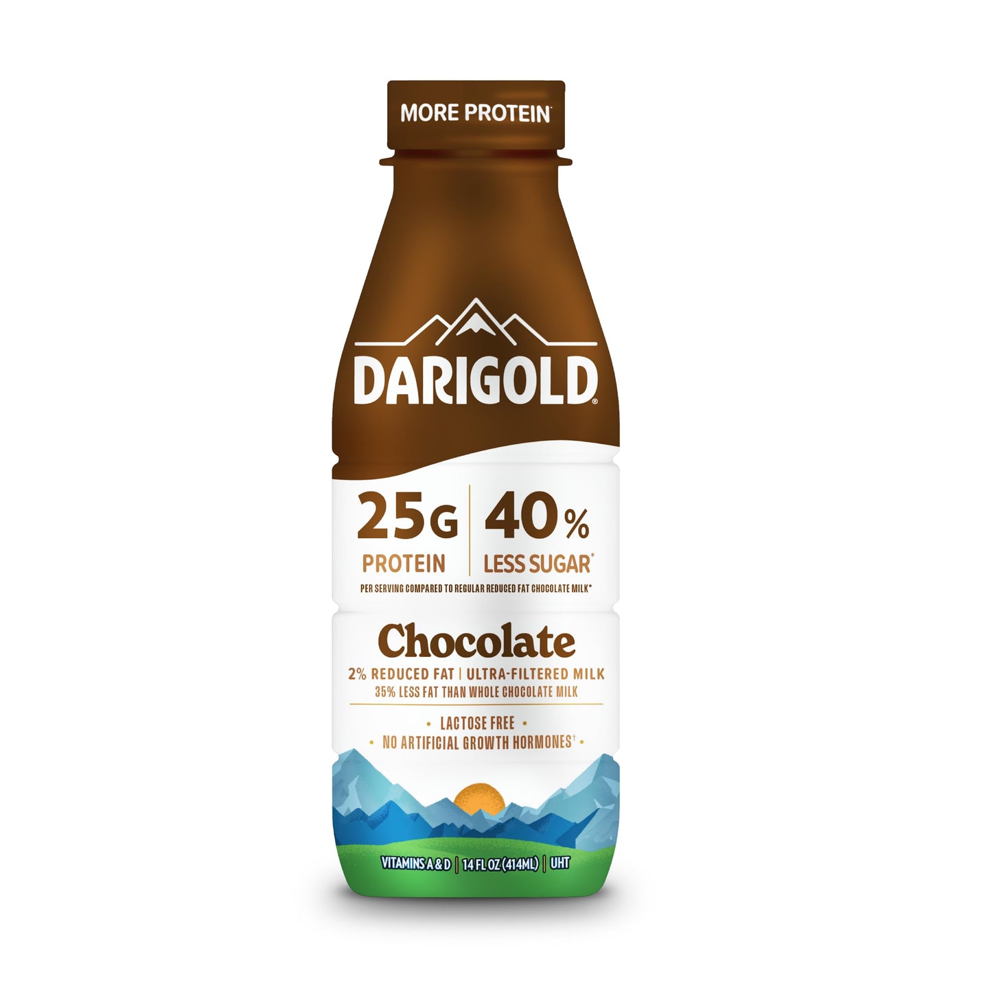 Darigold FIT High Protein Milk 2 Percent - Ultra-Filtered, Low Fat, Lactose Free - 25g Protein, 40% Less Sugar - 14oz Bottles, 12 Pack (Chocolate Milk)