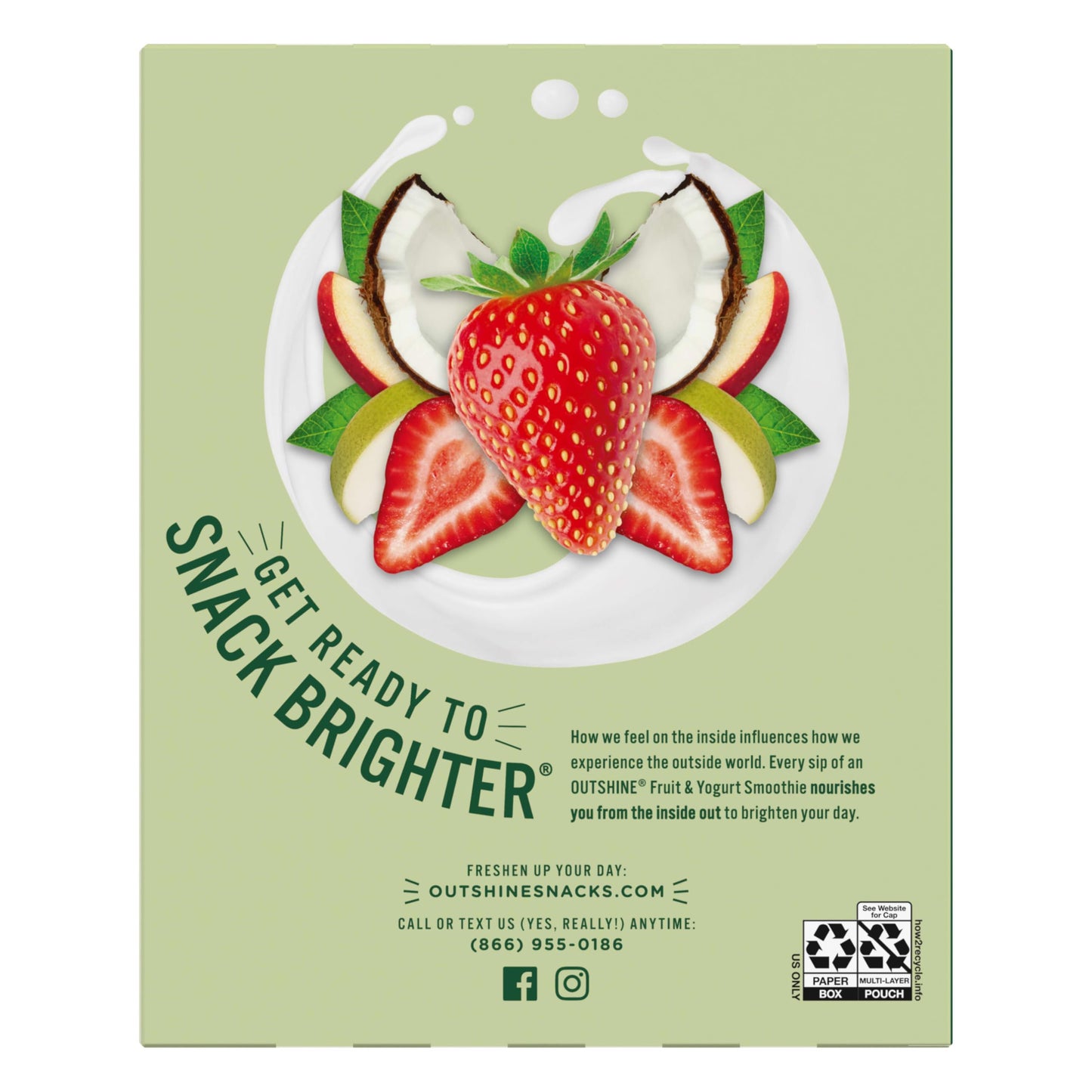 Outshine Fruit & Yogurt Smoothie Strawberry Coconut, Smoothie Pouch, On The Go Snack, 4Pk 3.5 oz