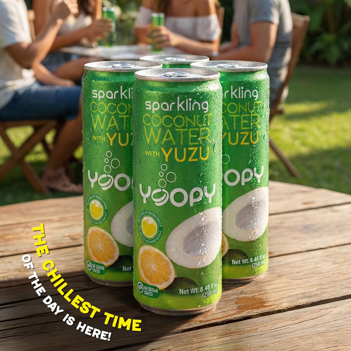 Yoopy Sparkling Coconut Water with Citrus-Inspired Yuzu – Low Sugar Refreshing Drink, Healthy Soda Alternative, Lightly Carbonated Beverage - 12 pack (8.45 fl oz cans)