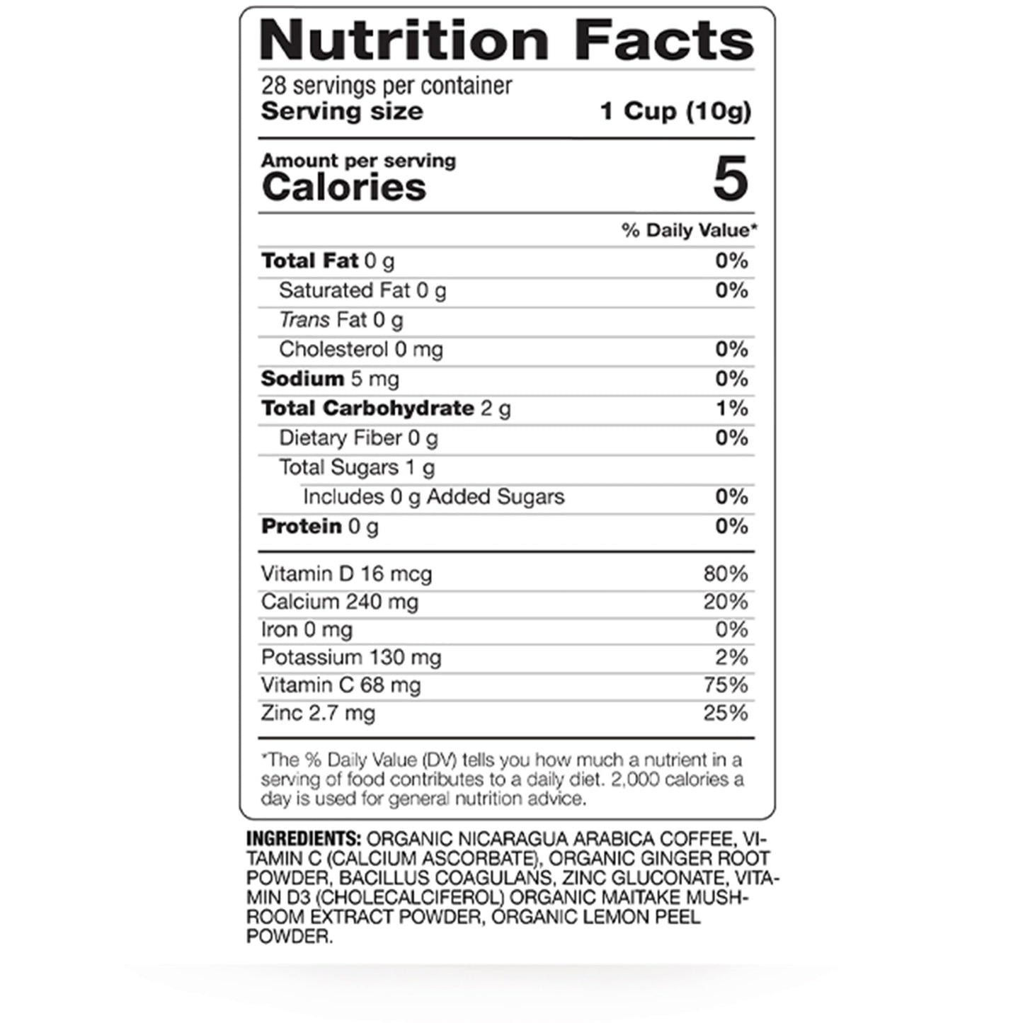 Daily Defense Organic Ground Bagged Coffee – Coffee with Maitake, Ginger Root, Lemon Peel & Superfoods – Healthy Mold Free Probiotic beverage, Vegan, Gluten Free - 10 oz