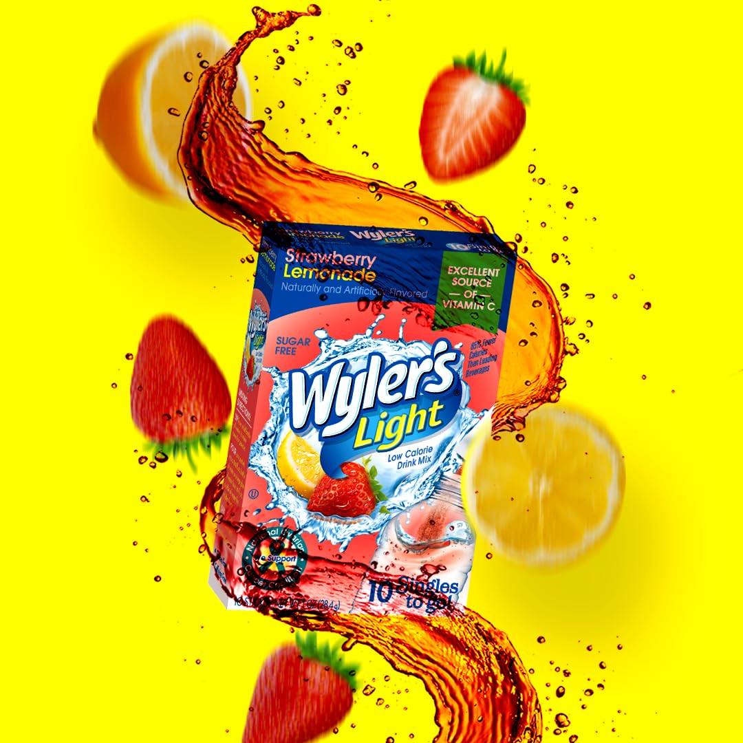 Singles Tо Go Powder Packets, Wаter Drink Mix, Strawberry Lemonade, 1 box with 8 count.