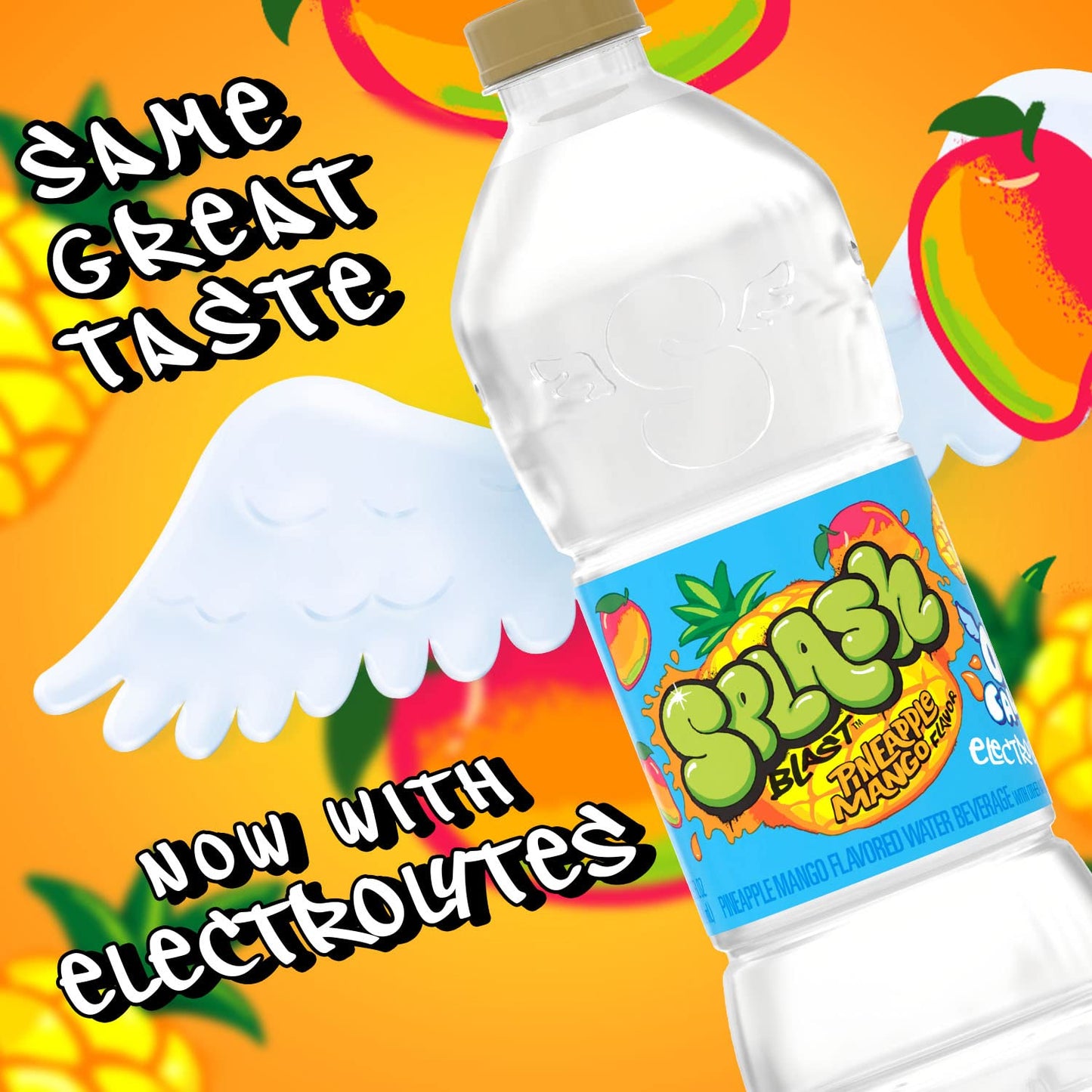 Splash Refresher Pineapple Mango Flavor Water Beverage 16.9 Fl Oz Plastic Bottle Pack of 24
