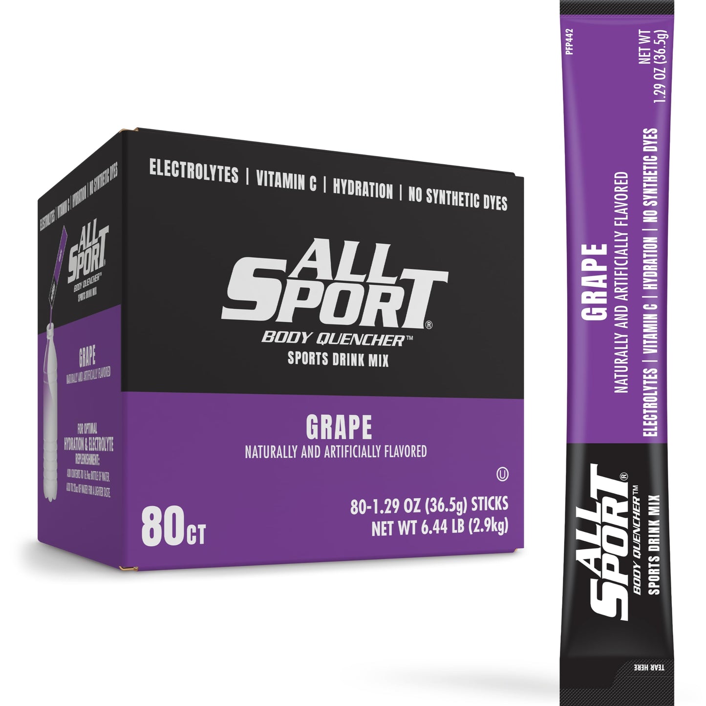 All Sport Body Quencher Drink Sticks Grape 80ct