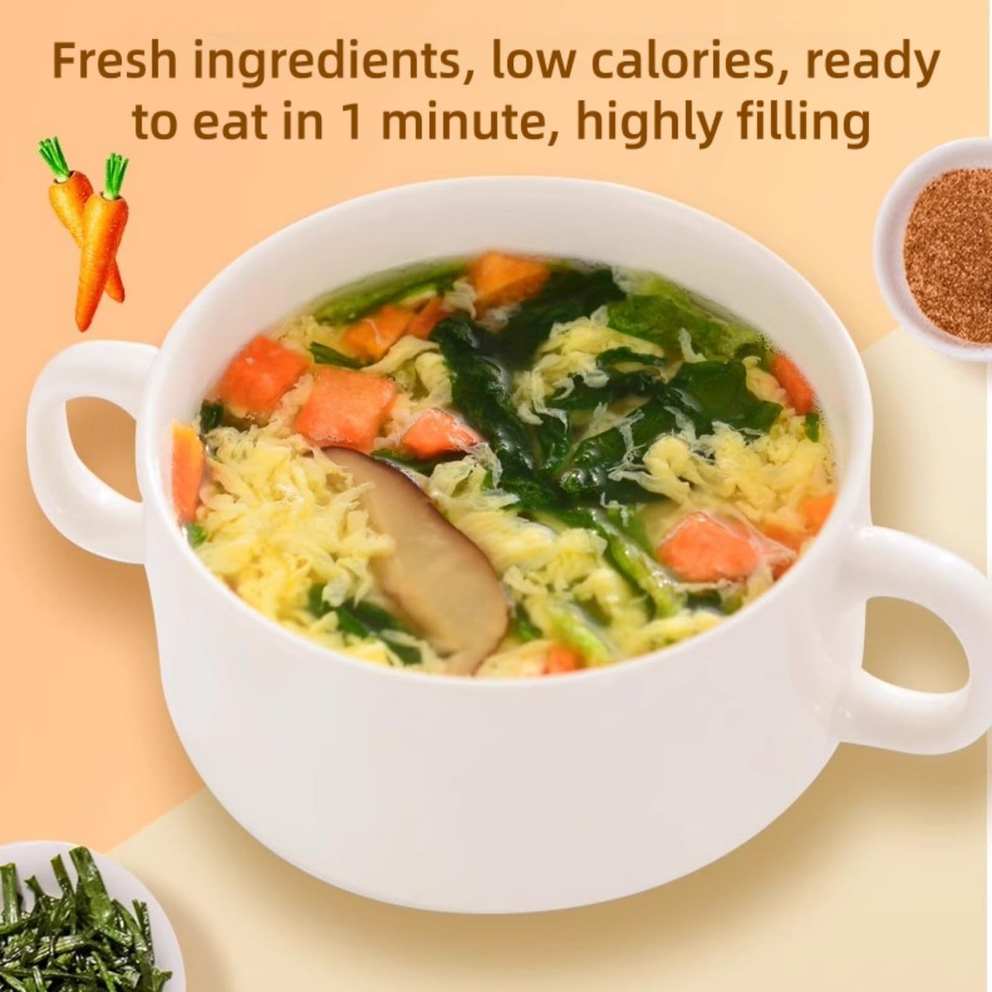 Japanese Freeze-Dried Miso Soup Packets, Instant Vegan Garden Vegetable, Gluten Free, MSG Free, Ready in Seconds, 5 Count