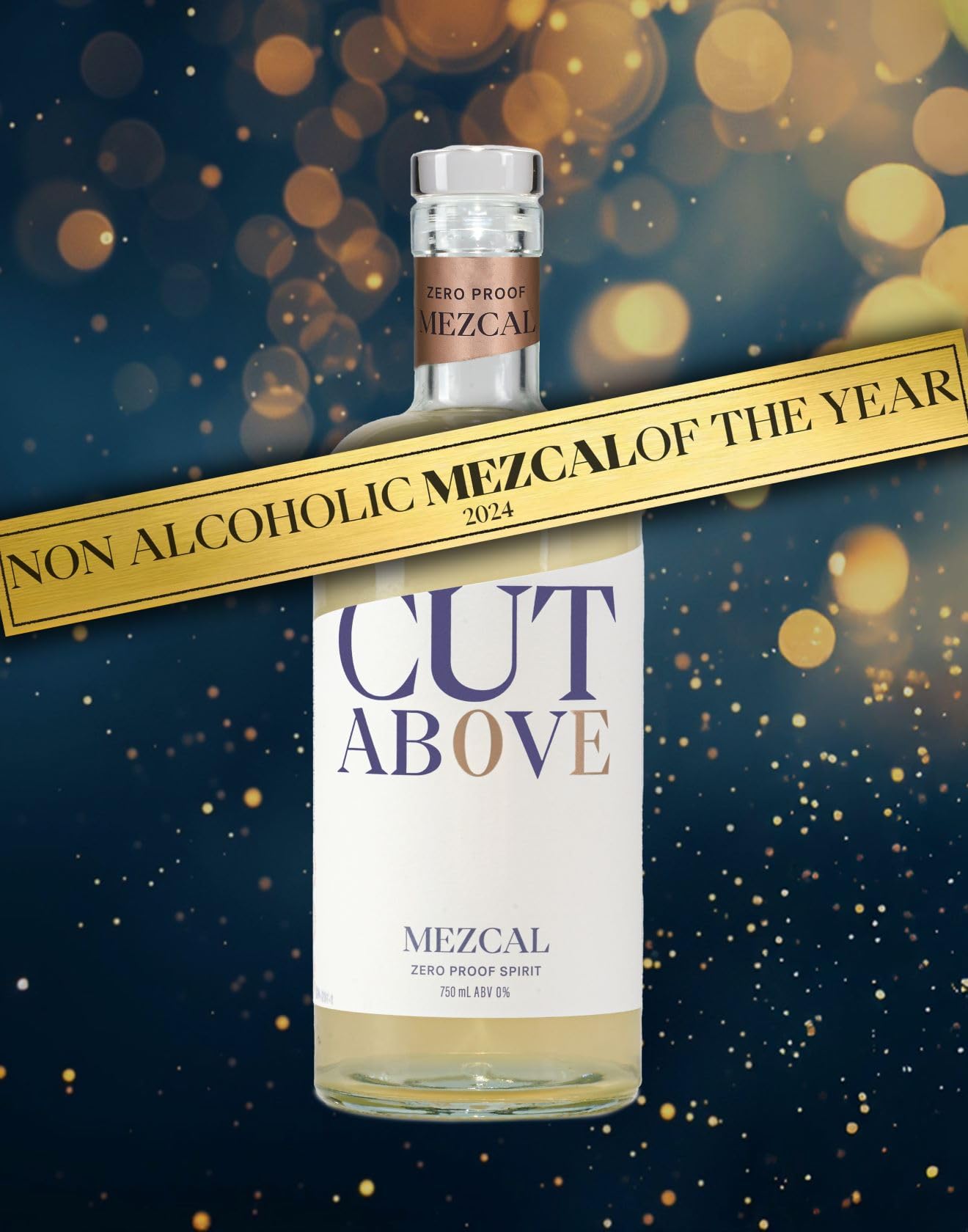 CUT ABOVE Zero Alcohol Mezcal | Award Winning Premium Non-Alcoholic Spirit for Alcohol Free Cocktails | 25.4 fl. oz. (750mL)