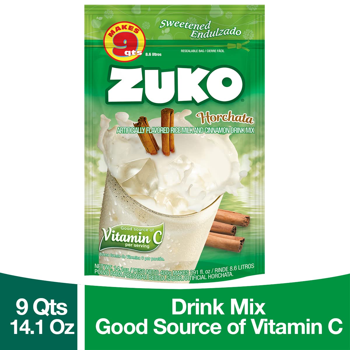 Zuko Horchata Instant Powder Drink Family Pack, 14.1 oz, Pack of 6