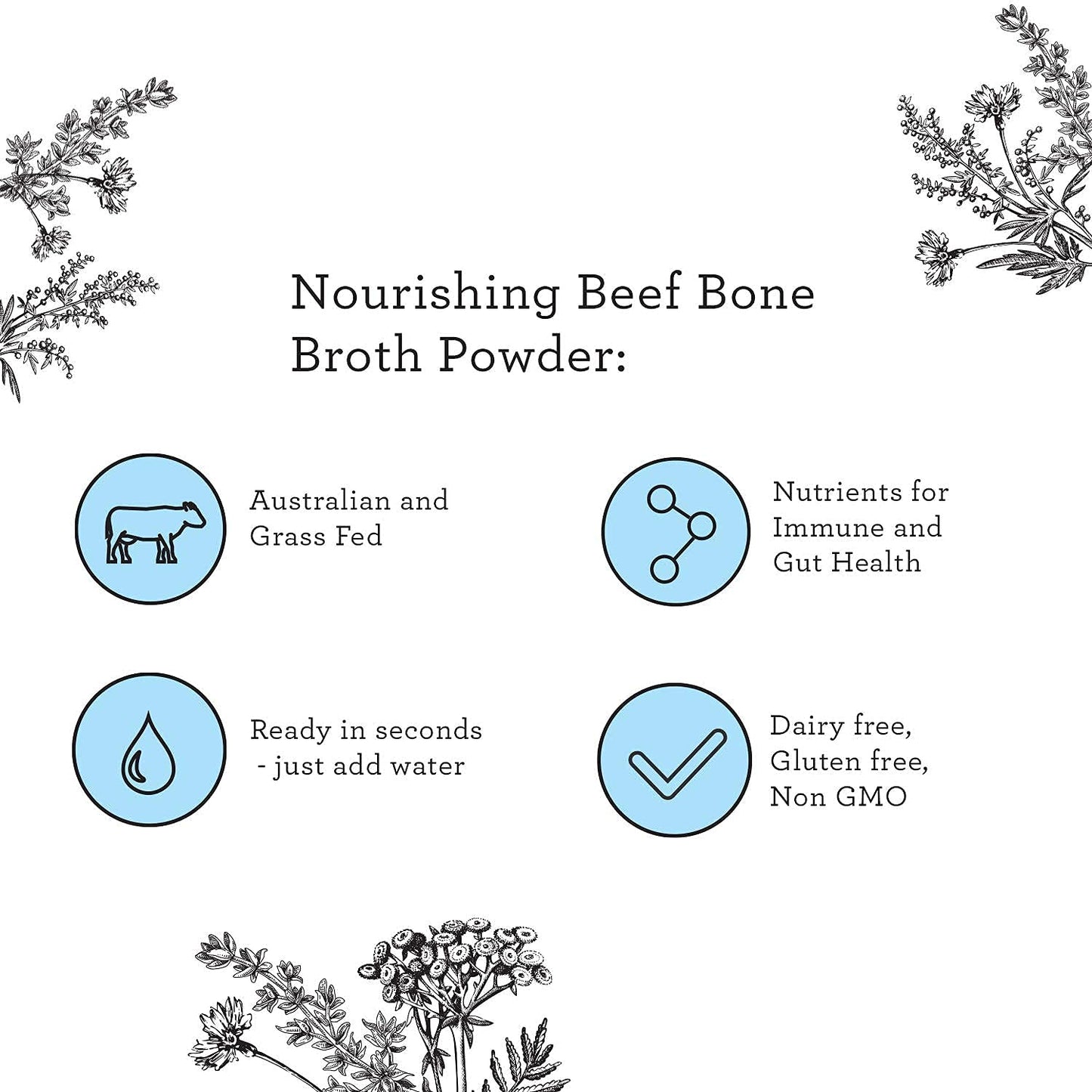 Nutra Organics Beef Broth Low Sodium Powder - Hearty Original Flavor Beef Bouillon and Sipping Broth For Cooking, Immune, Joint and Gut Health (3.5oz)