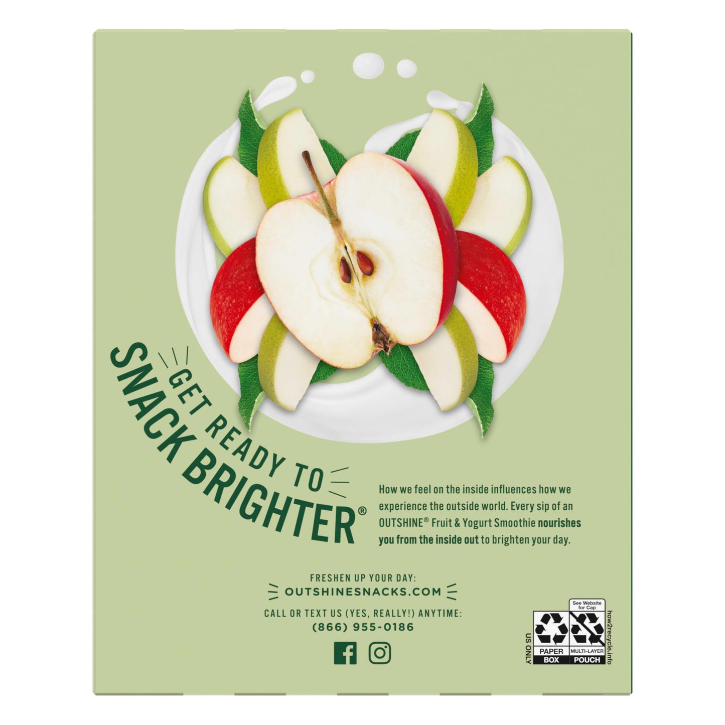 Outshine Fruit & Yogurt Smoothie Apple Pear, Smoothie Pouch, On The Go Snack, 4Pk 14 oz