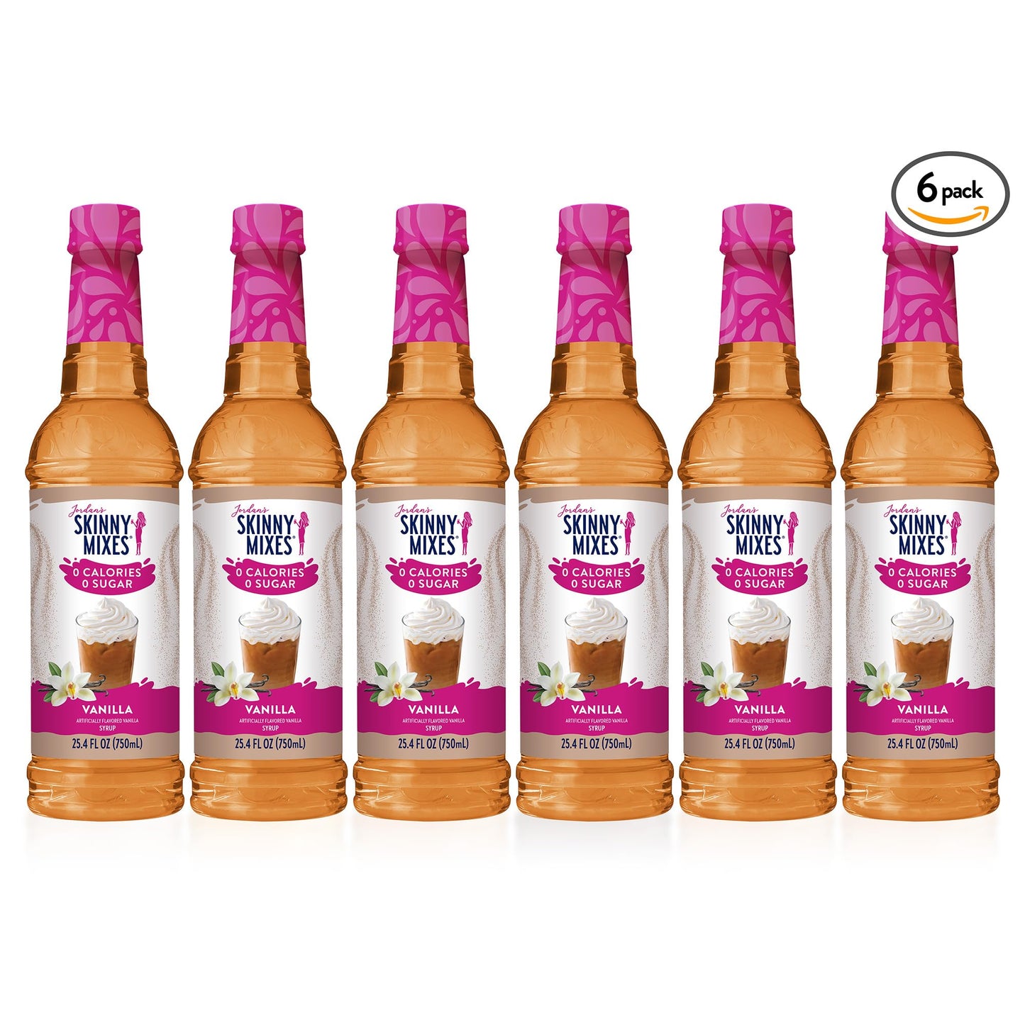 Jordan's Skinny Syrups Sugar Free Coffee Syrup, Vanilla Flavor Drink Mix, Zero Calorie Flavoring for Chai Latte, Protein Shake, Food and More, Gluten Free, Keto Friendly, 25.4 Fl Oz, 1 Pack