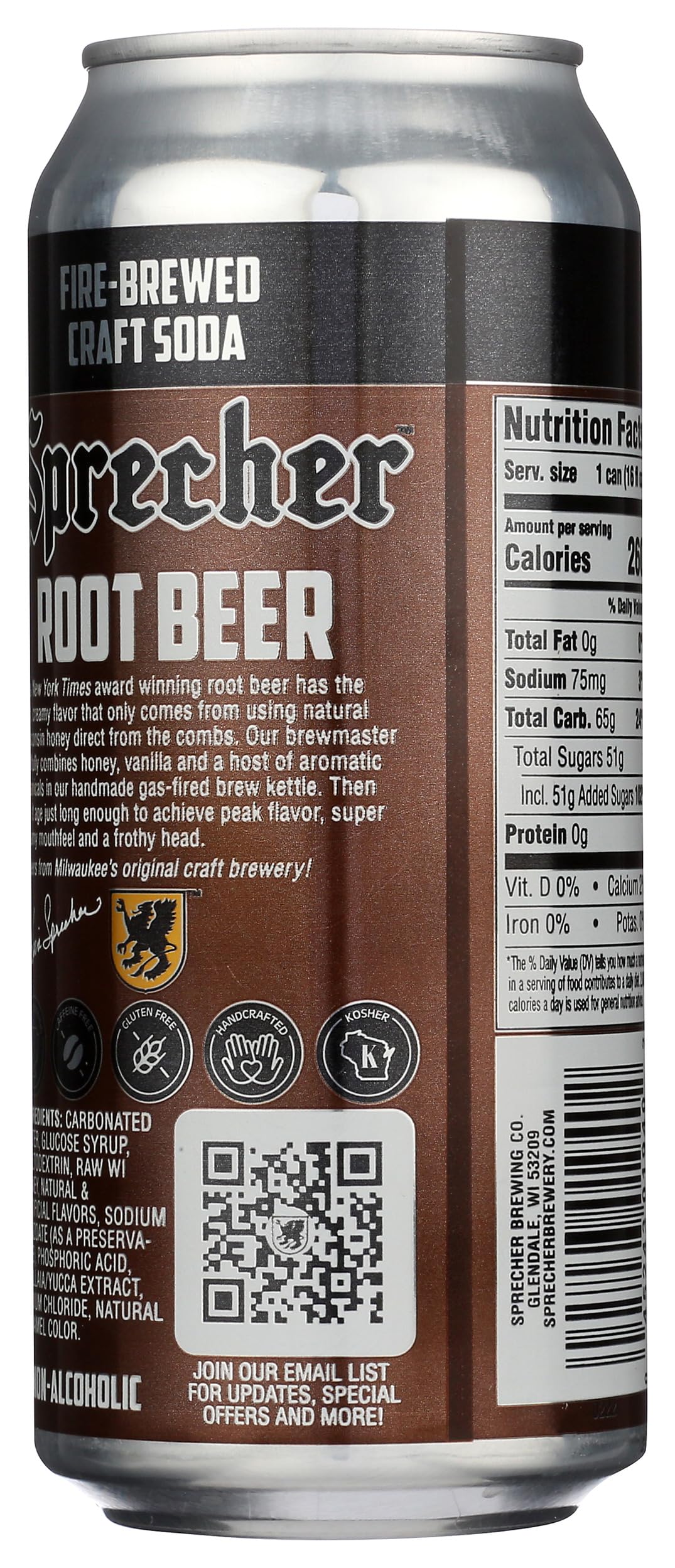 Sprecher Root Beer Soda, Kosher, 16 Fluid Ounce (Pack of 12)