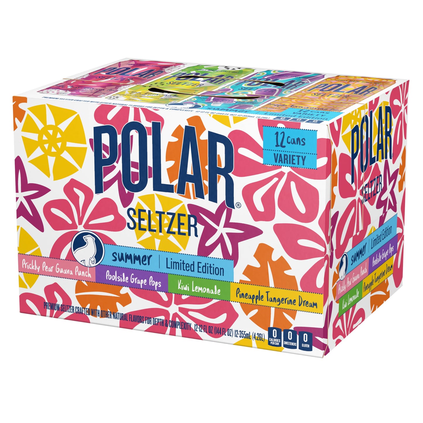 Polar Seltzer Limited Edition Sparkling Water, Summer Variety Pack, 12 fl oz cans, 12 pack