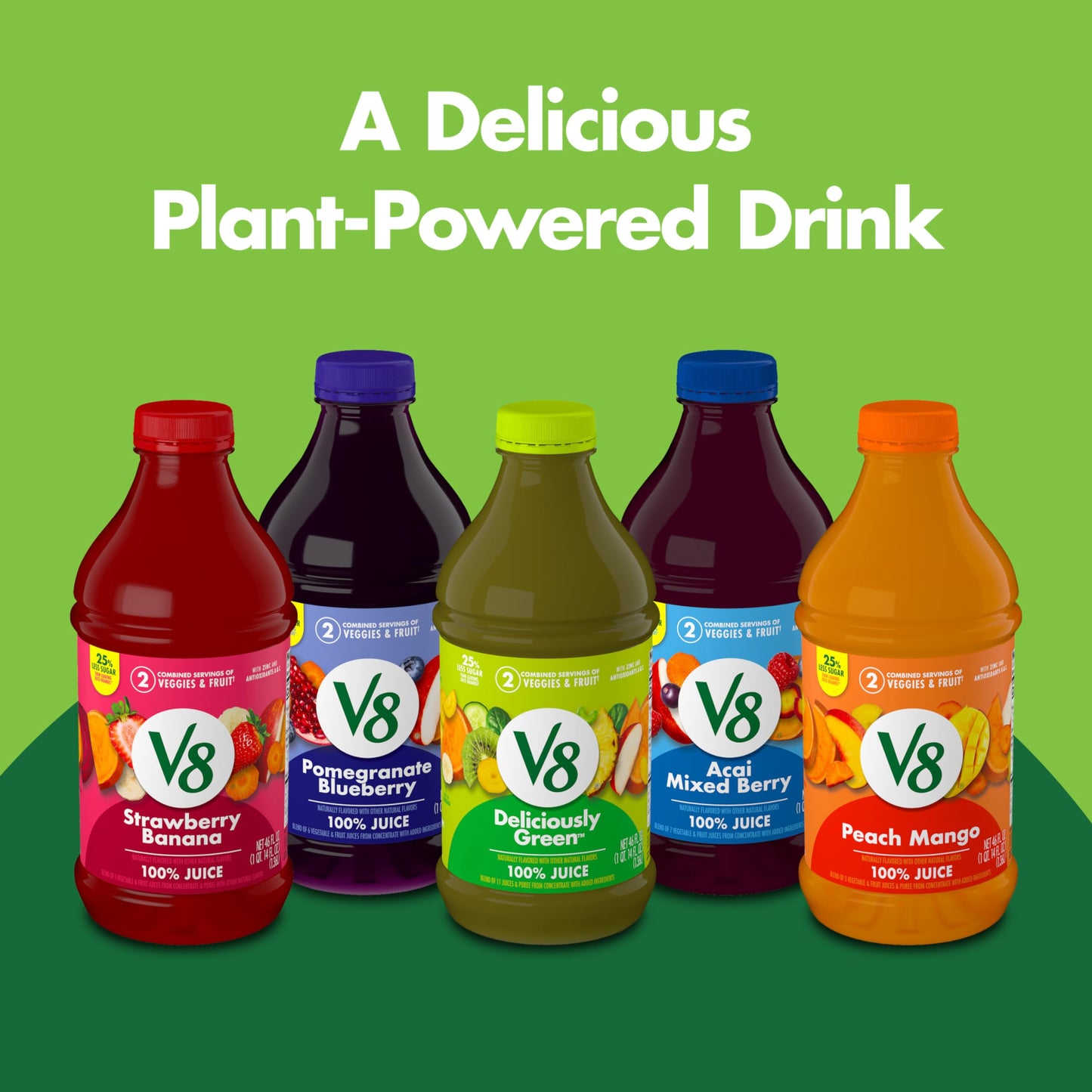 V8 Blends 100% Juice Strawberry Banana Juice, 46 fl oz Bottle (Case of 6)