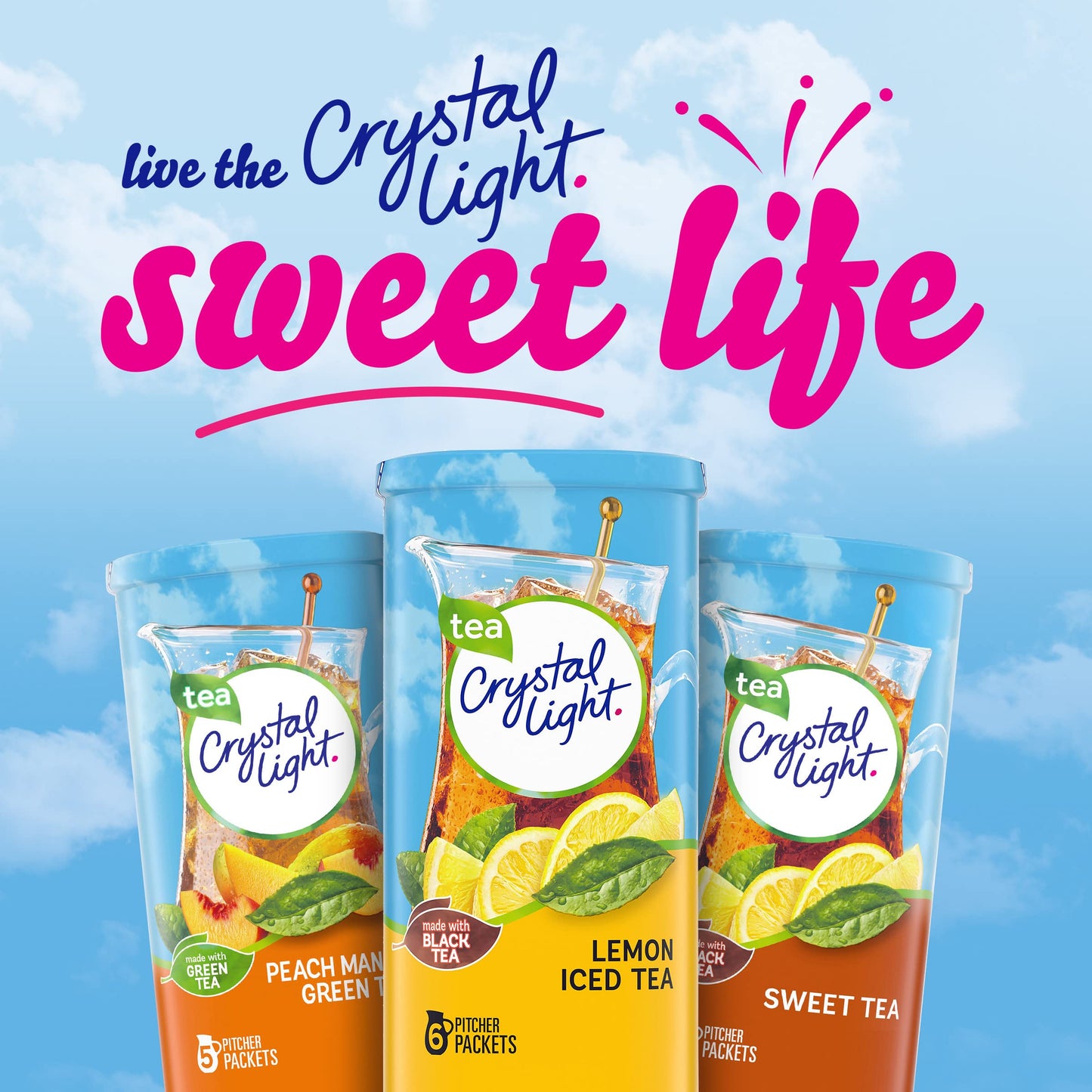 Crystal Light Sugar-Free Lemon Iced Tea Naturally Flavored Powdered Drink Mix, 6 Count (Pack of 12)