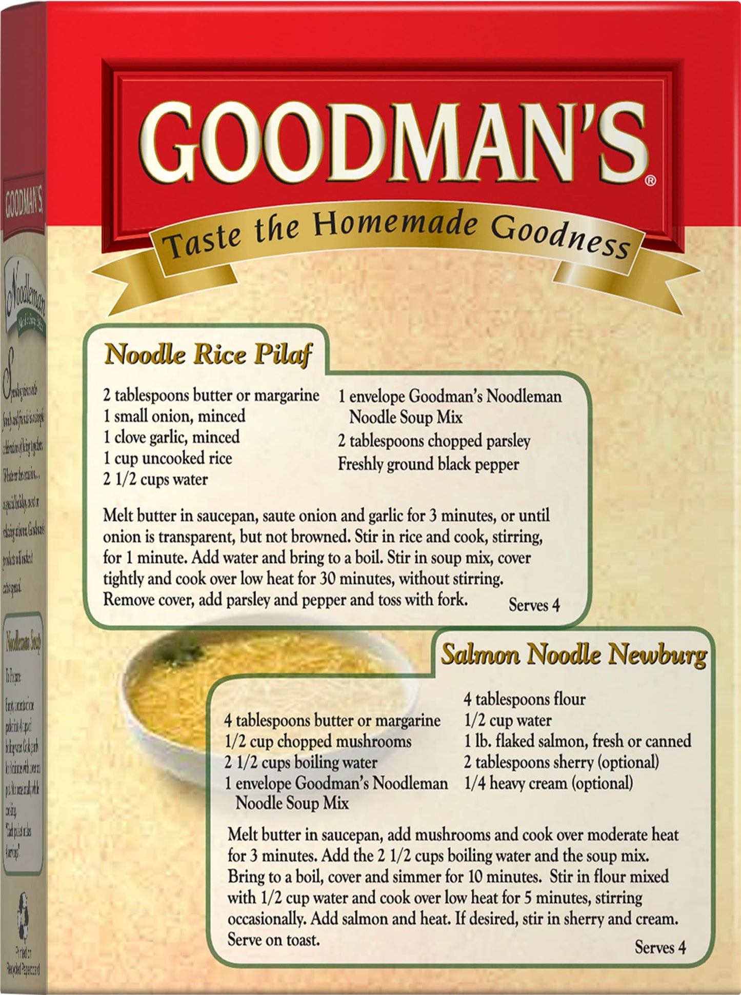 Goodmans Noodle Soup Mix, 4oz (4 Packs of 2 Soup Packets) Home-Style Flavor, Low Fat