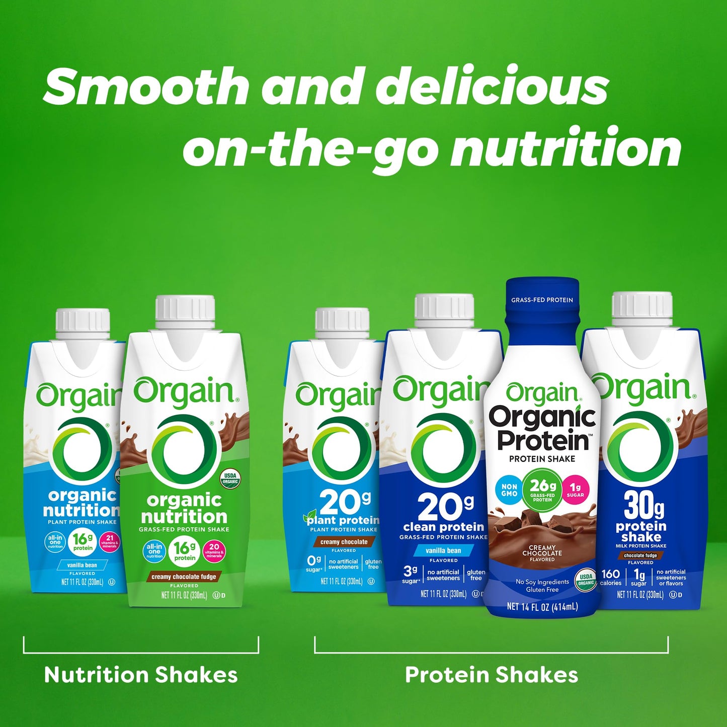 Orgain Organic Protein Shake, Grass Fed Dairy, Creamy Chocolate - 26g High Protein Whey Shake, Ready to Drink, Gluten Free, No Soy Ingredients, No Sugar Added, 14 Fl Oz (Pack of 12)