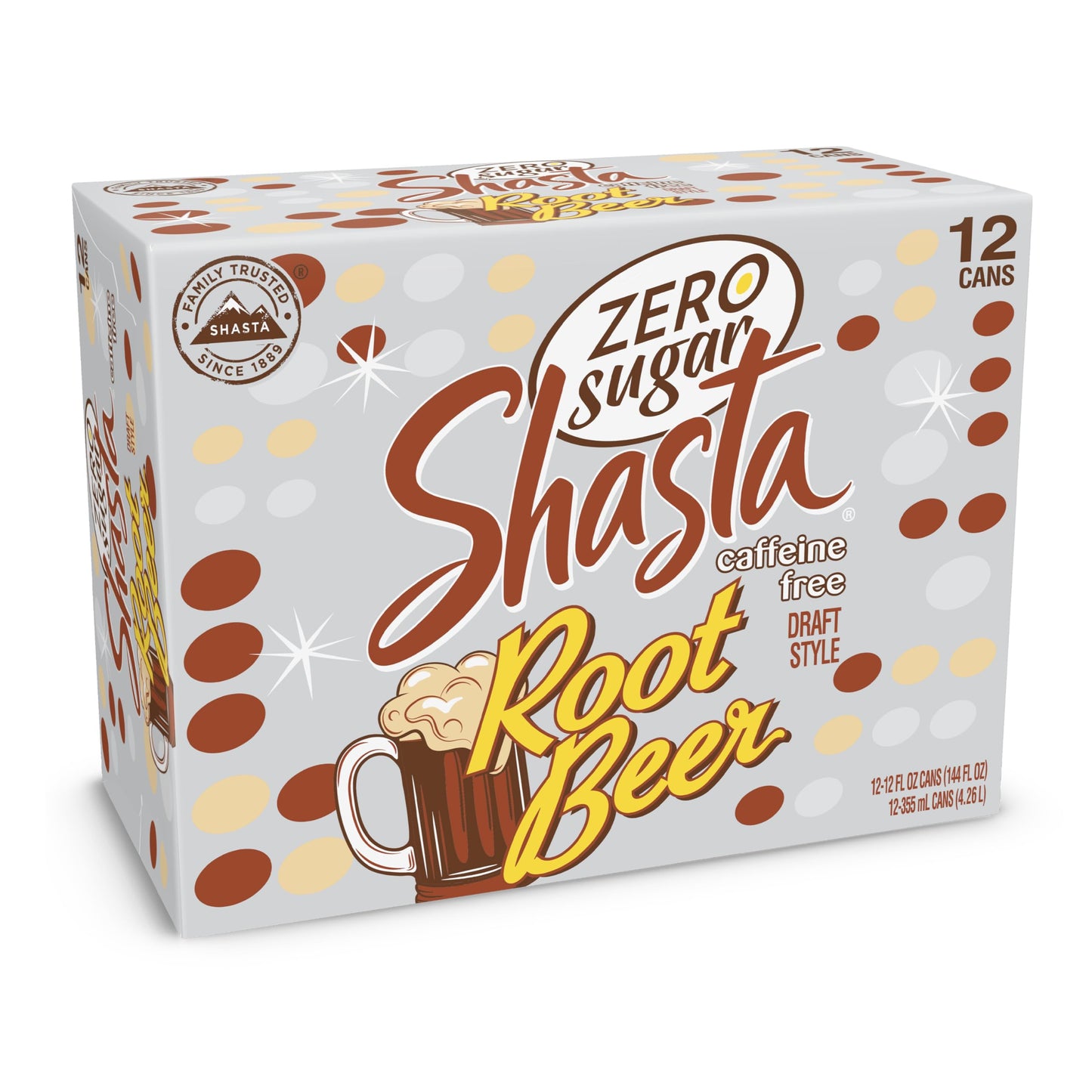 Shasta Zero Sugar Root Beer | 12-Pack of 12oz Cans | Rich Root Beer Flavor | Classic Taste, Zero Sugar | Caffeine-Free