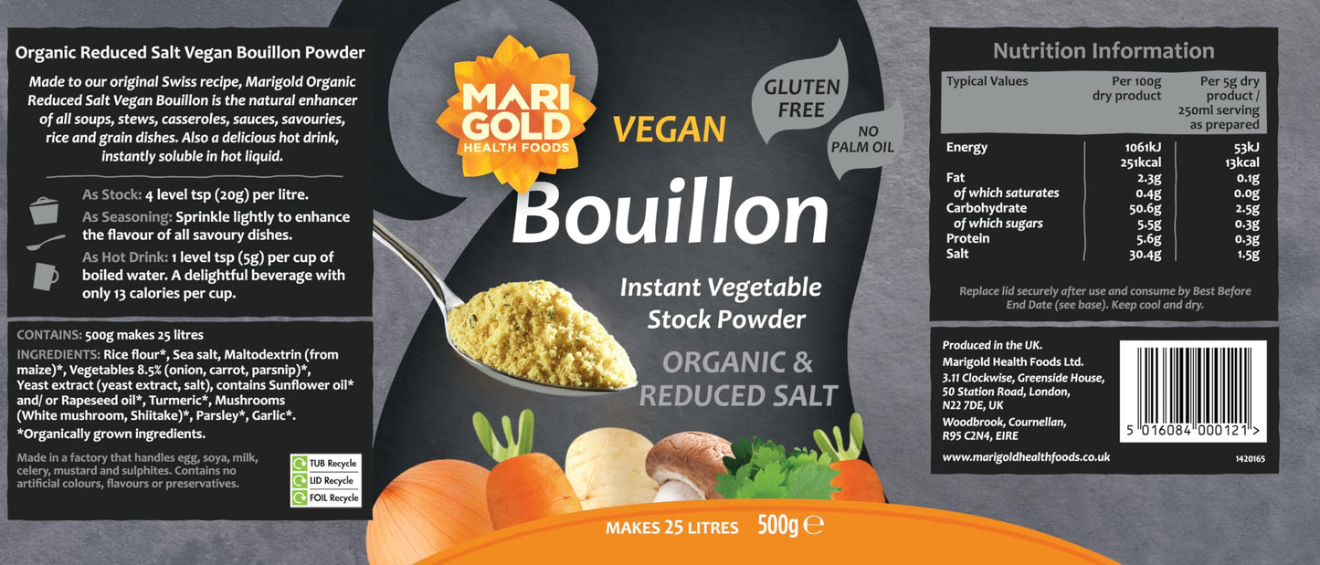 Marigold Organic Less Salt Bouillon, 500 GR