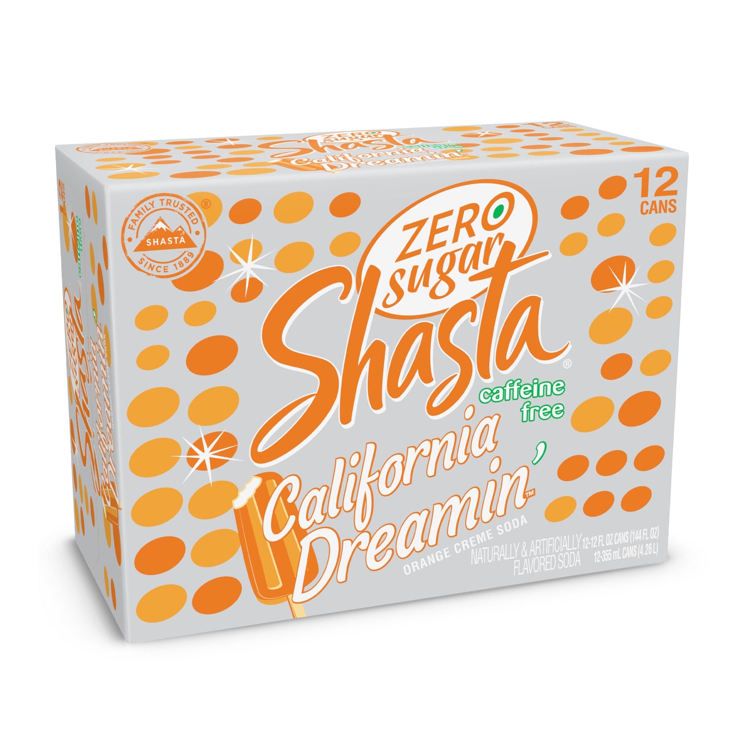 Shasta Zero Sugar California Dreamin' | Citrus & Tropical Flavor | 12-Pack of 12oz Cans | Sugar-Free, Caffeine-Free Soda with Bright, Refreshing Vibes
