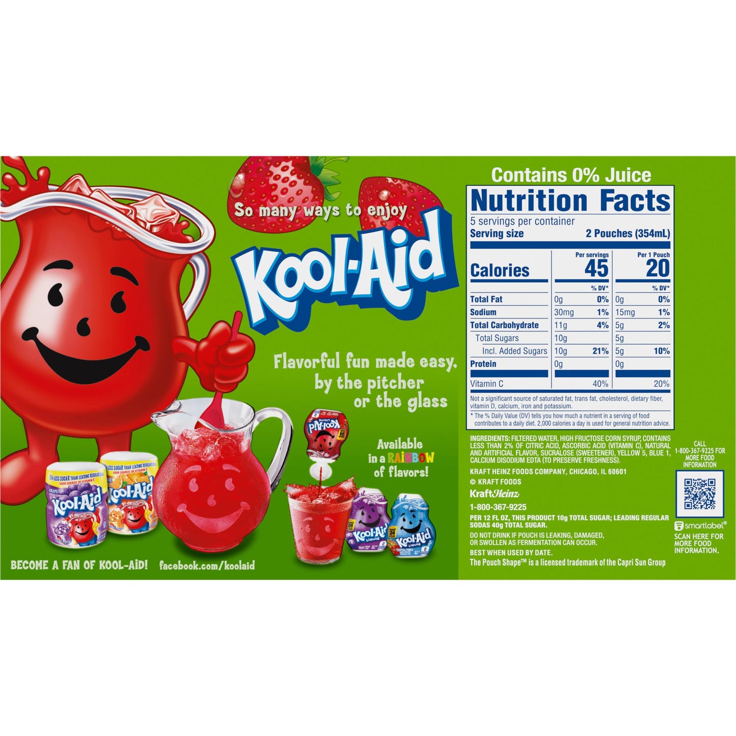 Kool-Aid Jammers Artificially Flavored Drink, 1 Pouches, for School Lunches and On-the-Go Hydration, Strawberry Kiwi Flavor, Excellent Source of Vitamin C, 6 fl oz