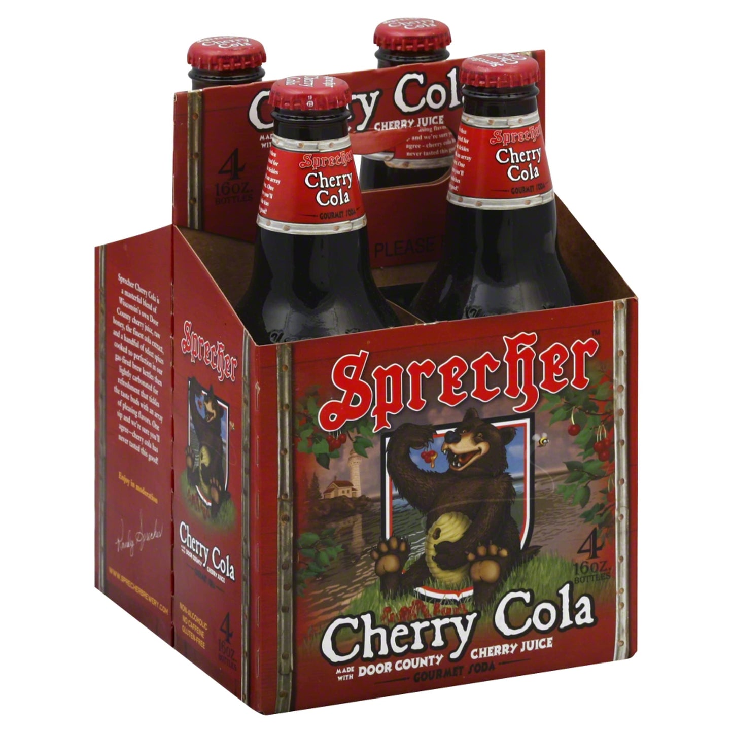 Sprecher Cherry Cola Soda, 4 Pack, No Caffeine, 64 Ounces (Pack Of 6)