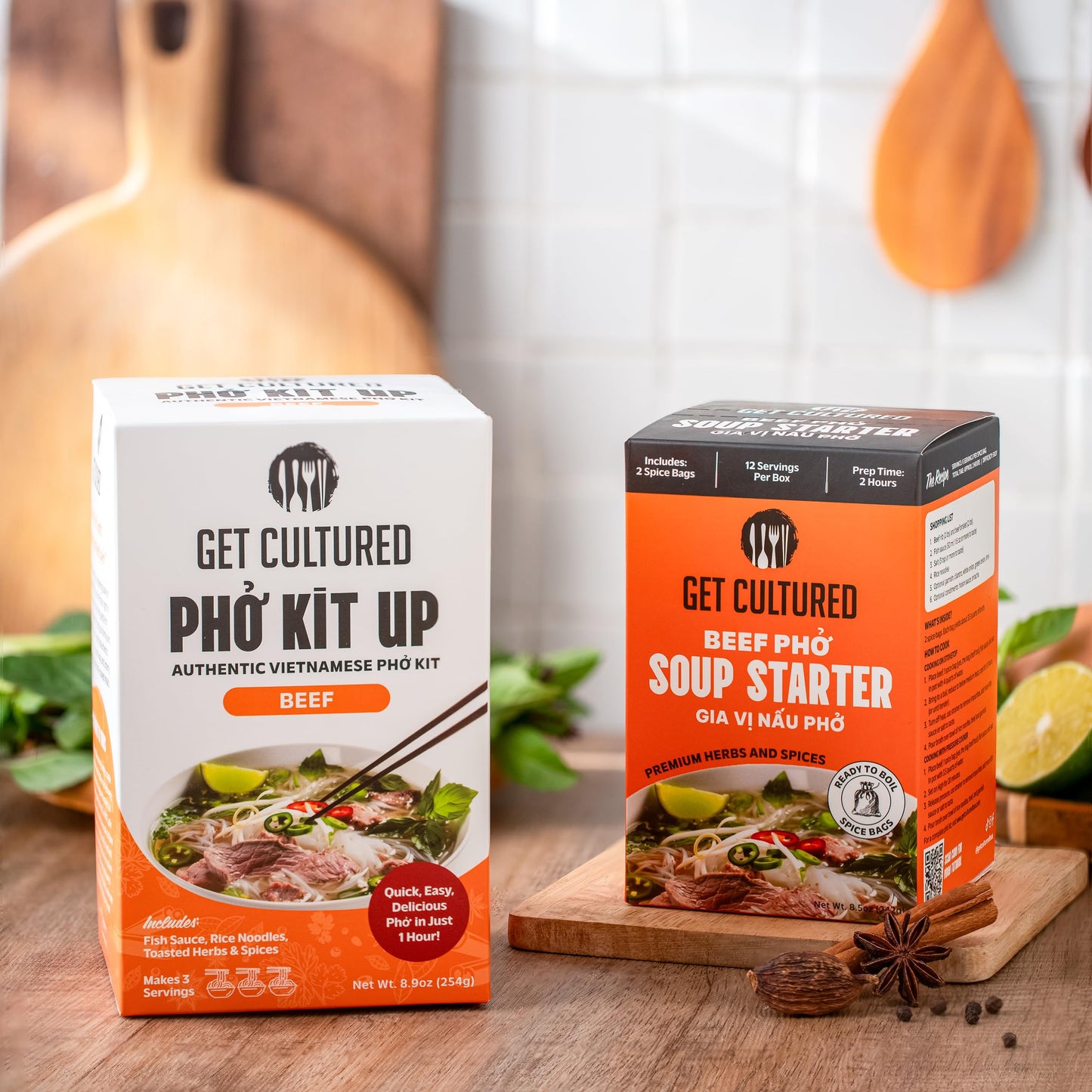 Get Cultured Box Beef Pho Soup Starter, Authentic Vietnamese Beef Broth Base with Curated Herbs & Spices – Make Fast, Flavorful and Authentic Pho at Home, 3.2 oz (10-12 Servings)