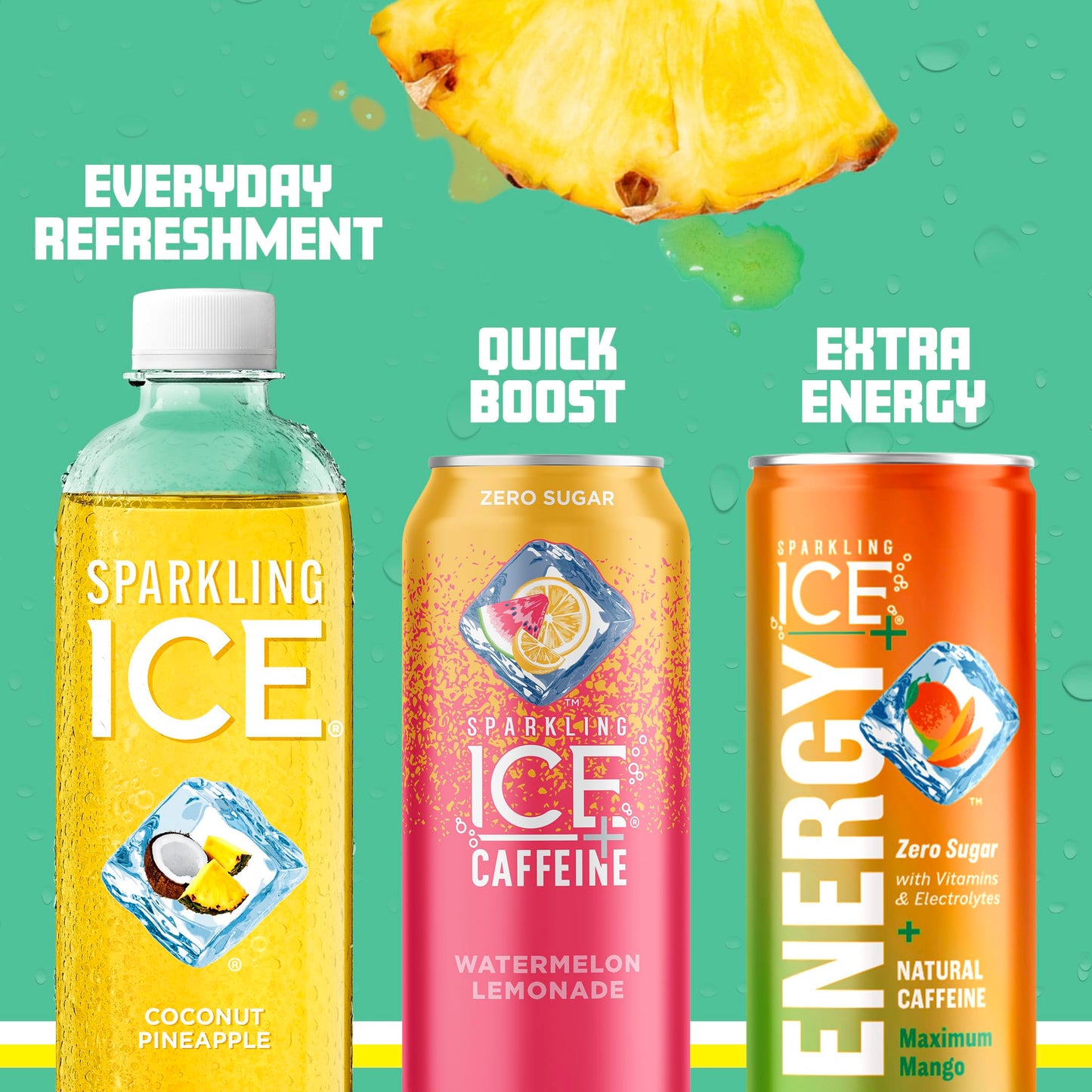 Sparkling Ice, Coconut Pineapple Sparkling Water, Zero Sugar Flavored Water, with Antioxidants and Vitamins, 17 fl oz Bottle