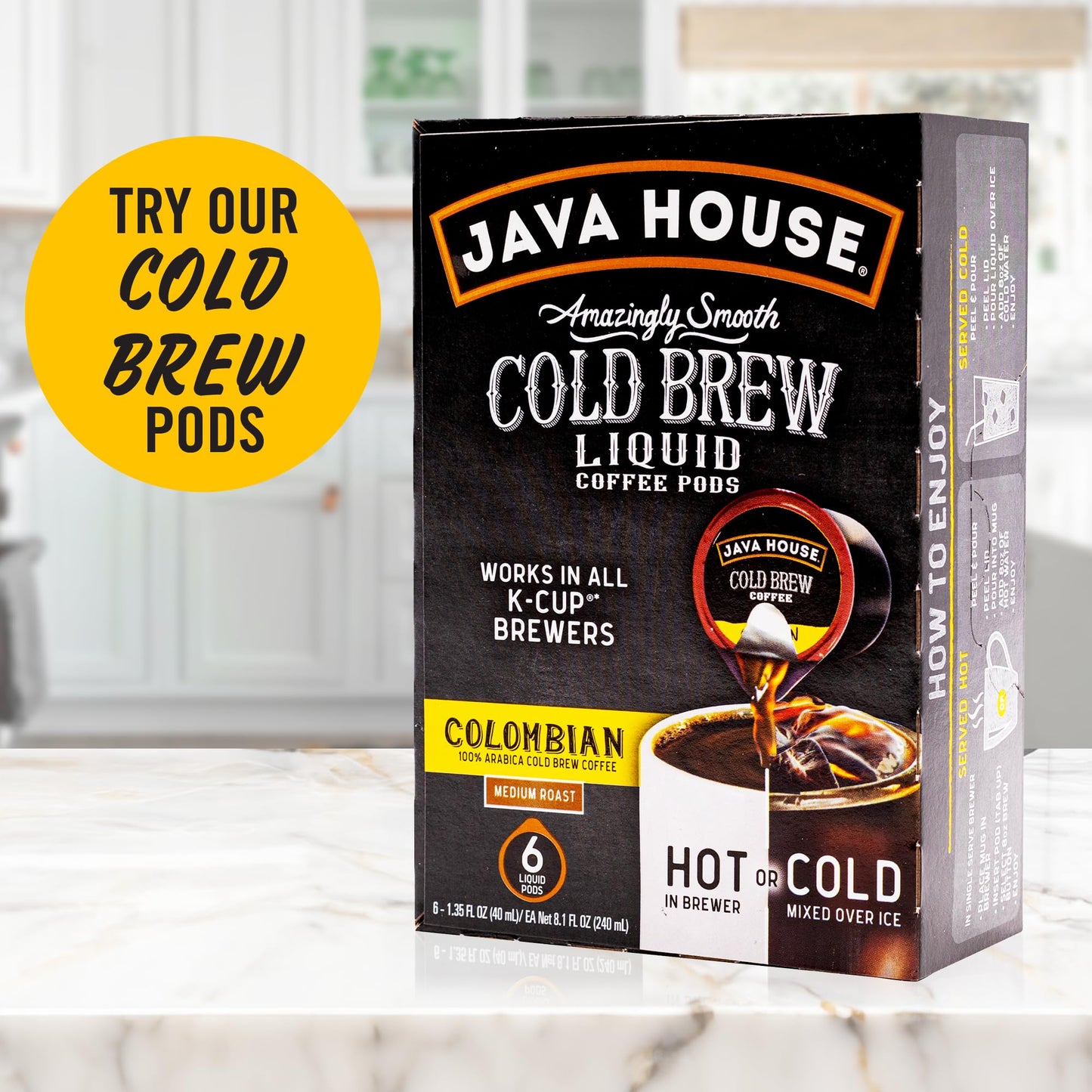 Java House Cold Brew Coffee Ready to Drink Bottles - Pure Black - 6 Pack of 8oz Bottles - 100% Arabica Coffee